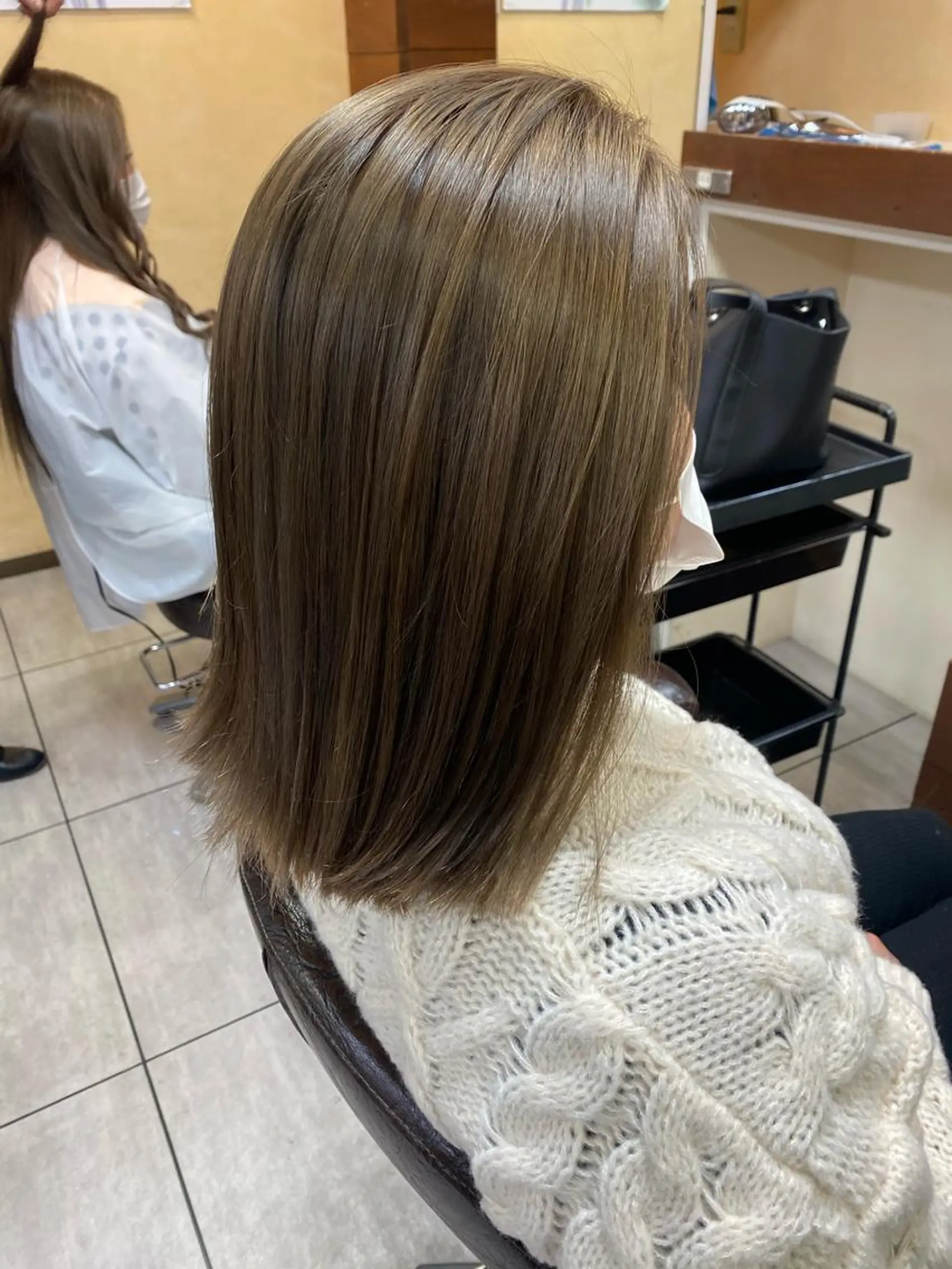 ミディアム カラー ヘアカラー トリートメント インナー×縮毛矯正 ピンクカラー澤井里菜のヘアスタイル