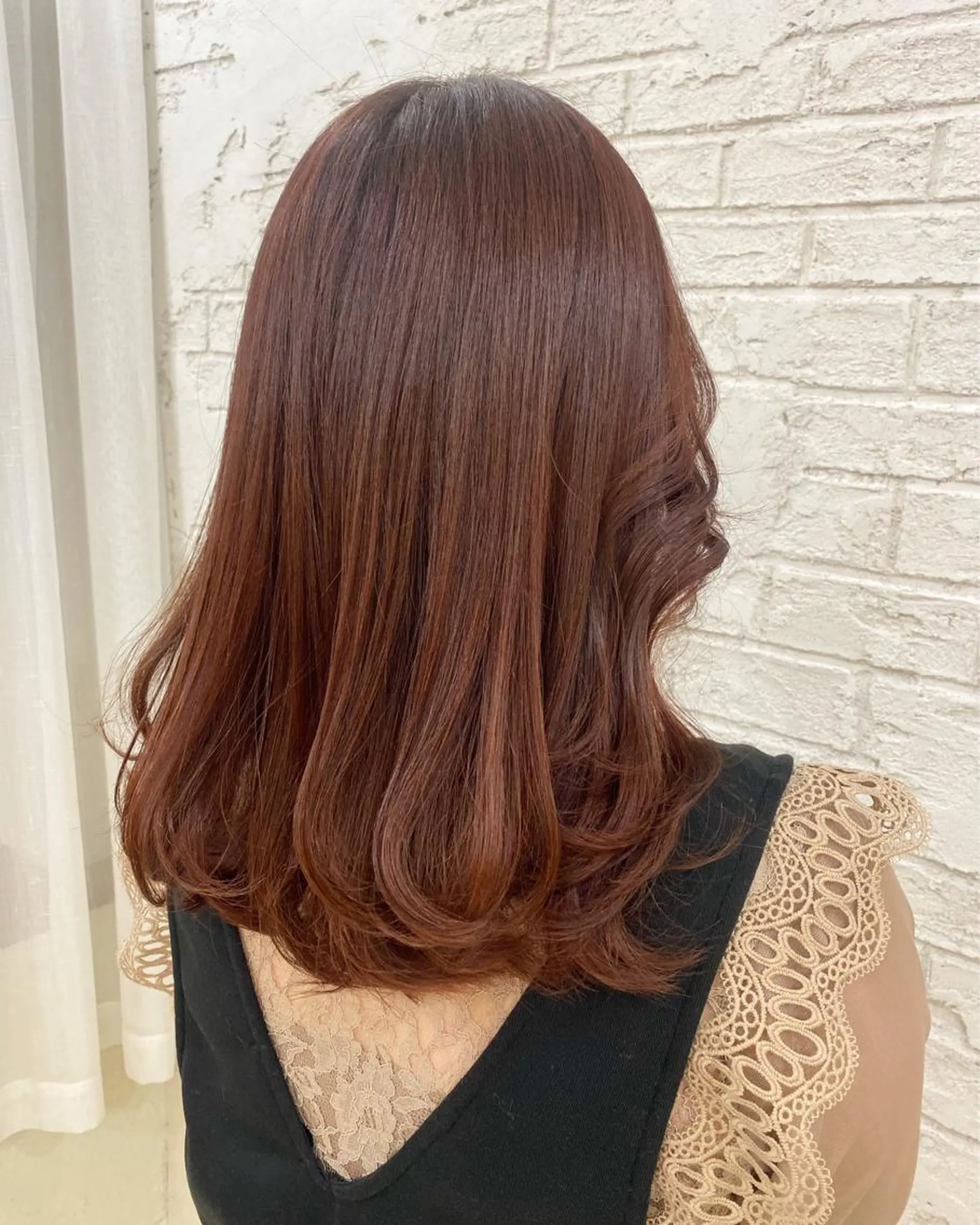 セミロング カラー オリーブ/アッシュ やわらか透明感カラーのヘアスタイル