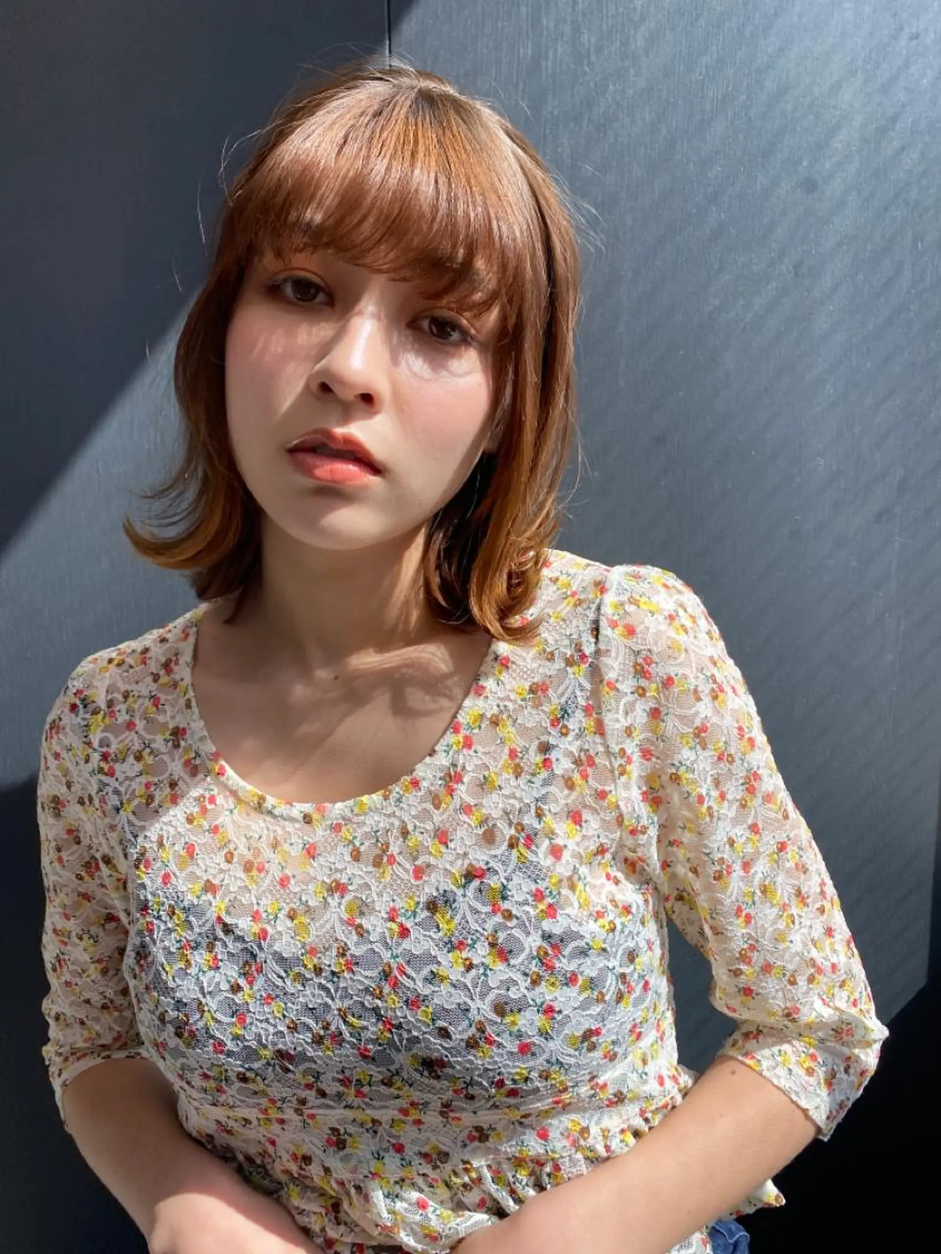 ミディアム カラー ボブ 外ハネヘア カット ヘアカラー ナカジ🌸ロブ/ボブ /前髪🌸のヘアスタイル