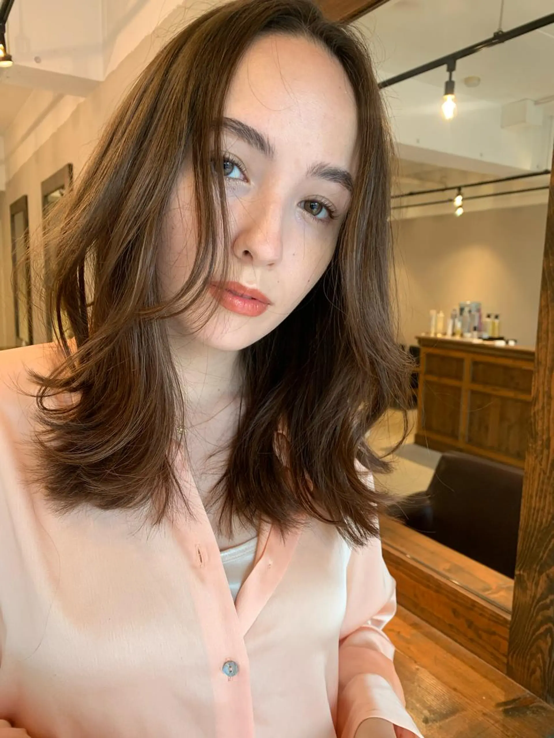 ミディアム カラー パーマ カット ヘアカラー トリートメント ヘッドスパ ヘアセット 透明感/オリーブ/ グレージュ/YUKAのヘアスタイル