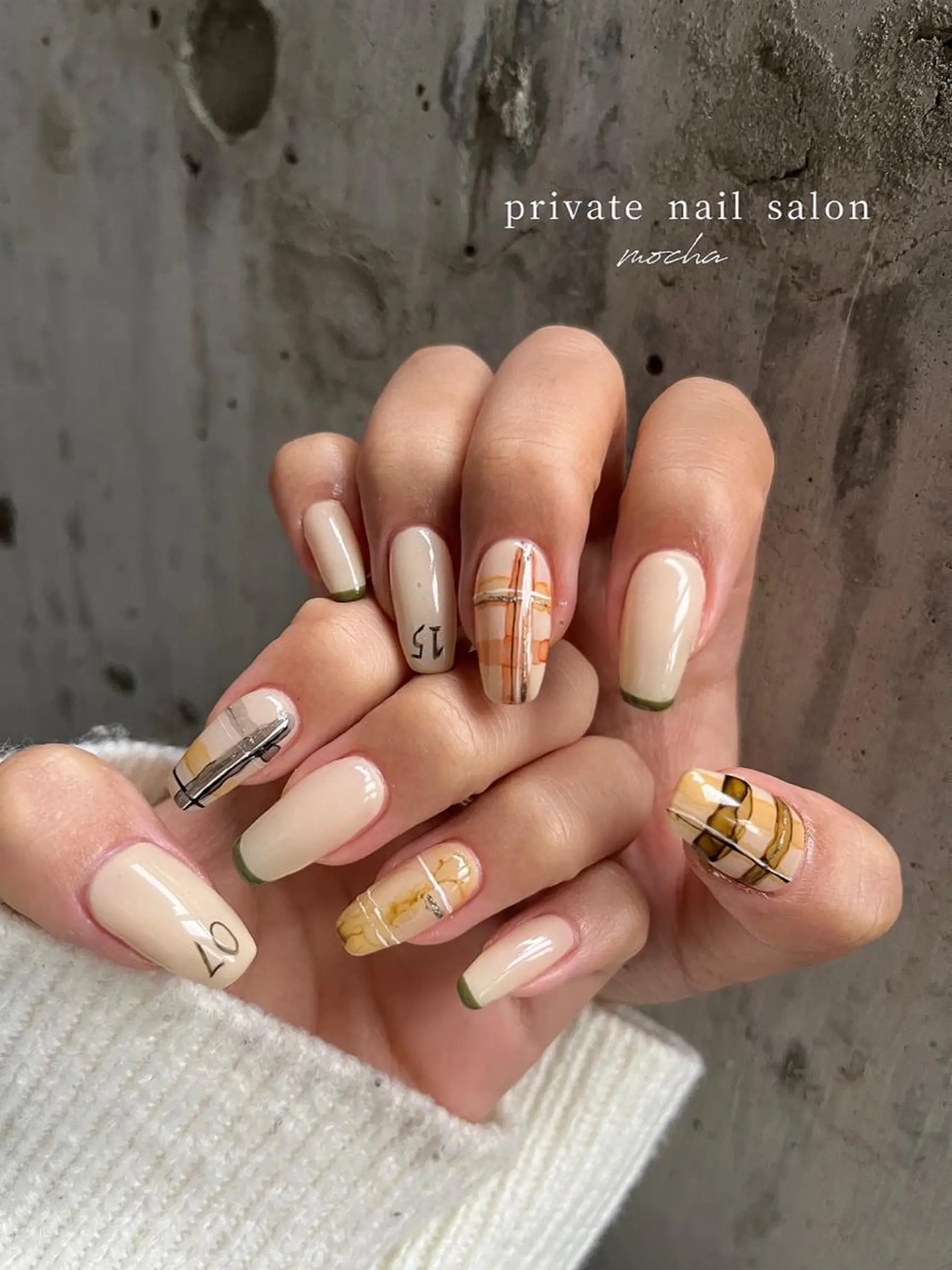 ネイル アートネイル カジュアル チークネイル フレンチネイル ジェルネイル ハンドネイル mocha nailのネイルデザイン
