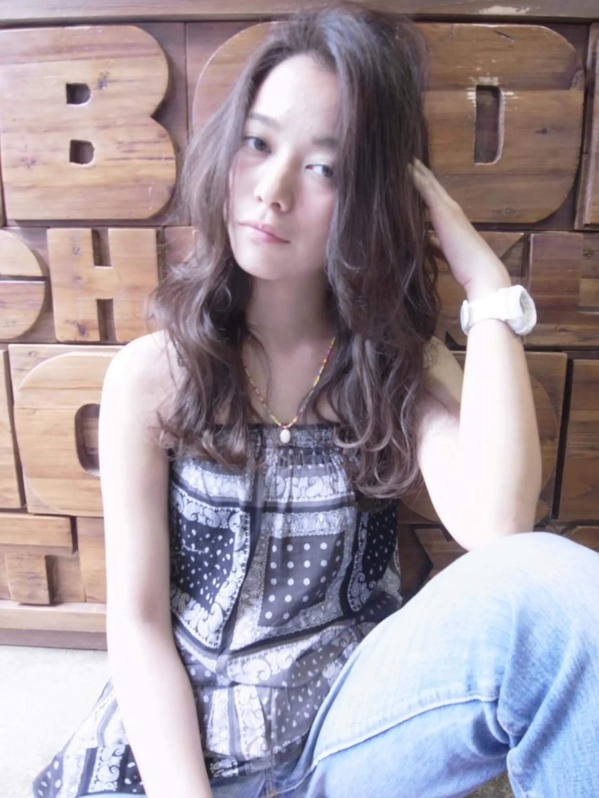 ロング カラー ハイライトカラー ハイライト ロング 北條 優輝のヘアスタイル