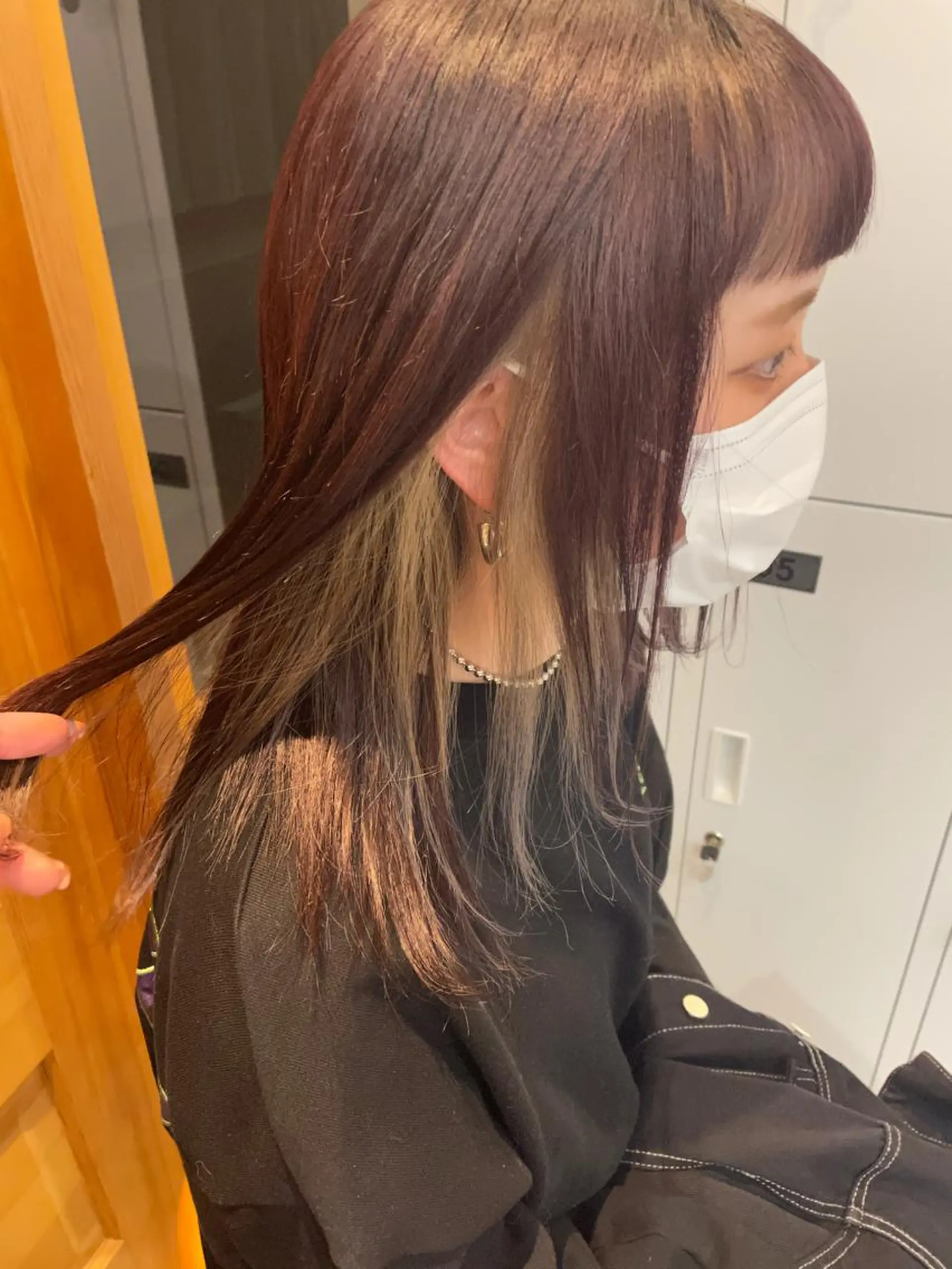 ミディアム カラー ブリーチ ブリーチなしカラー レッドカラー ルビー カット ヘアカラー 中目黒🌼 🌼ハナのヘアスタイル