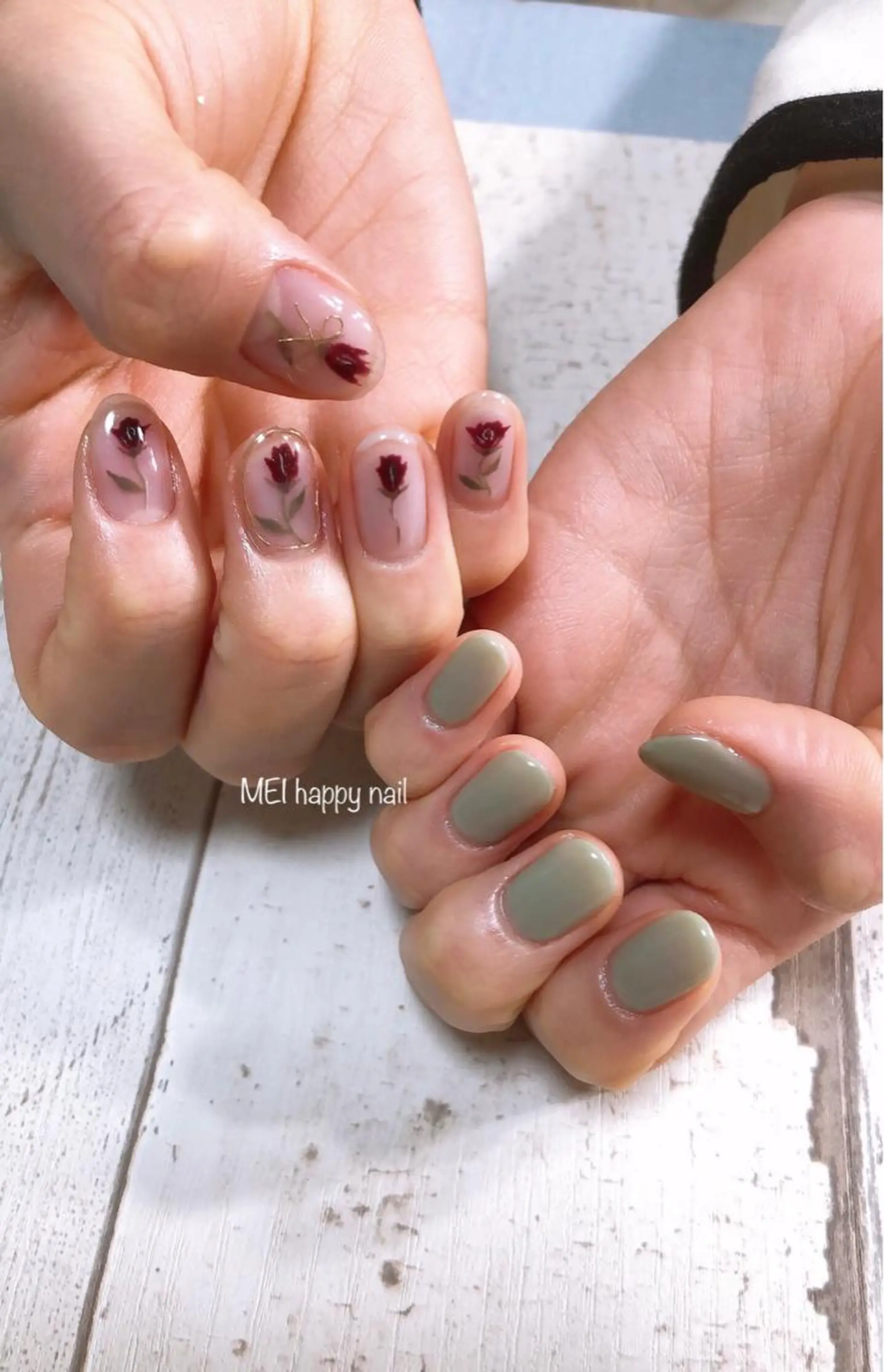 ネイル オーロラネイル ジェルネイル 氷ネイル・うるうるネイル パラジェル 北浦和 自爪育成ケアのネイルデザイン