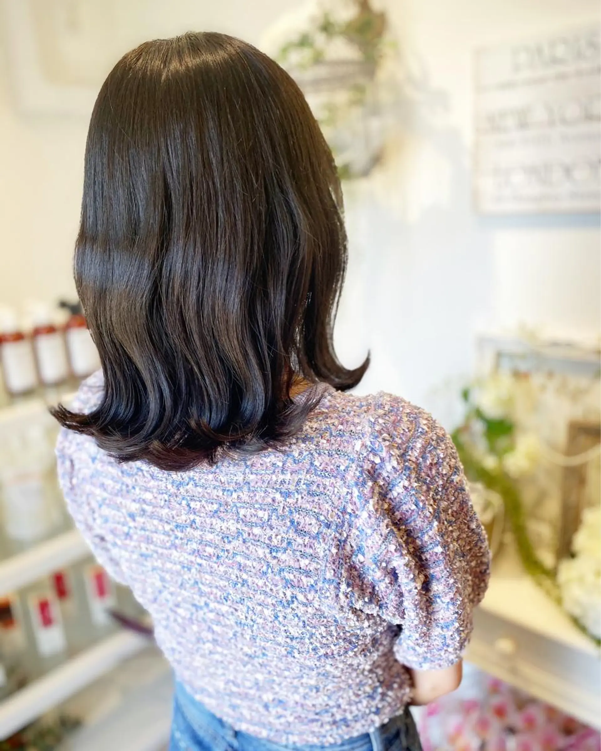 セミロング カラー ブルーカラー ブルージュ 荒木 ひろかのヘアスタイル