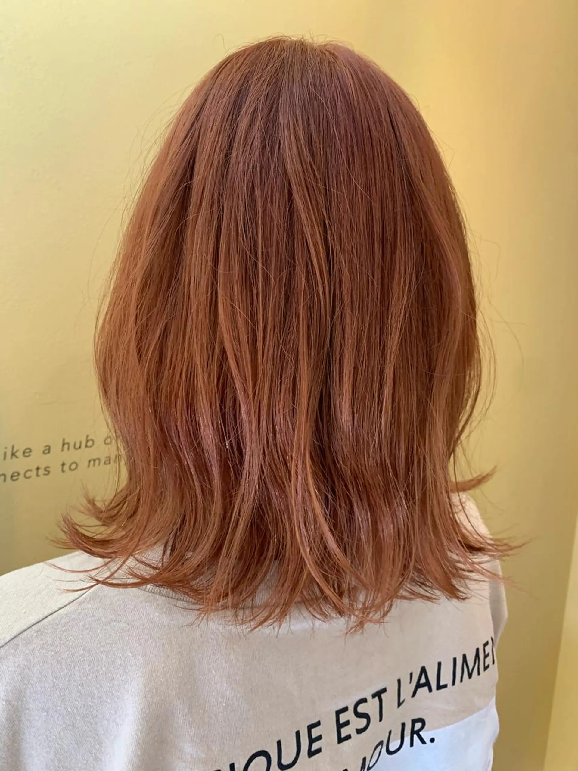 ミディアム カラー ブリーチ オレンジ カット ヘアカラー トリートメント hub hair レイヤー/透明感のヘアスタイル