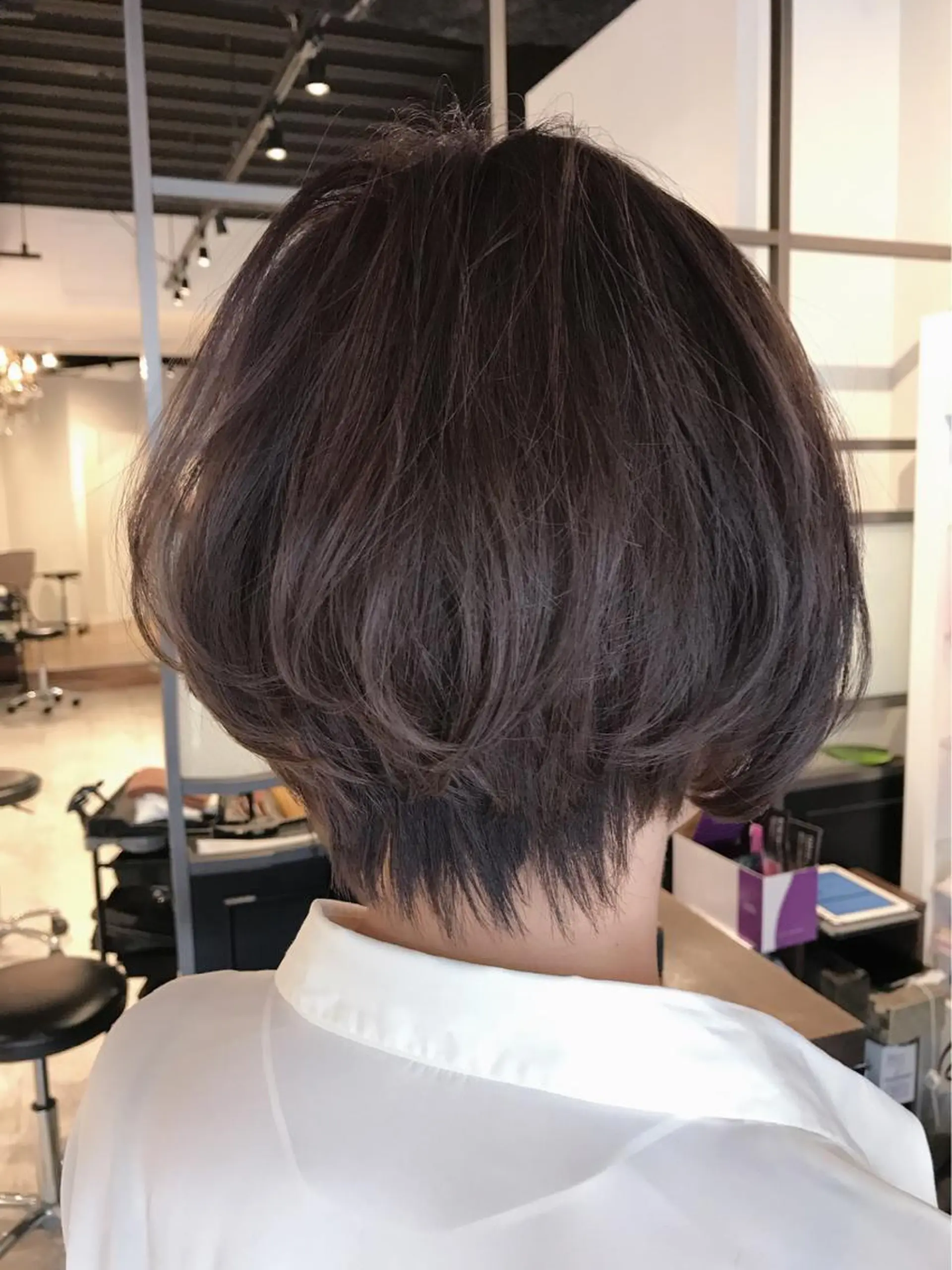 ショート カラー ヘアアレンジ グレージュ ラベンダーカラー ラベンダーグレージュ ラベンダーグレー パパで店長な戸田 健治【ショートヘア】のヘアスタイル