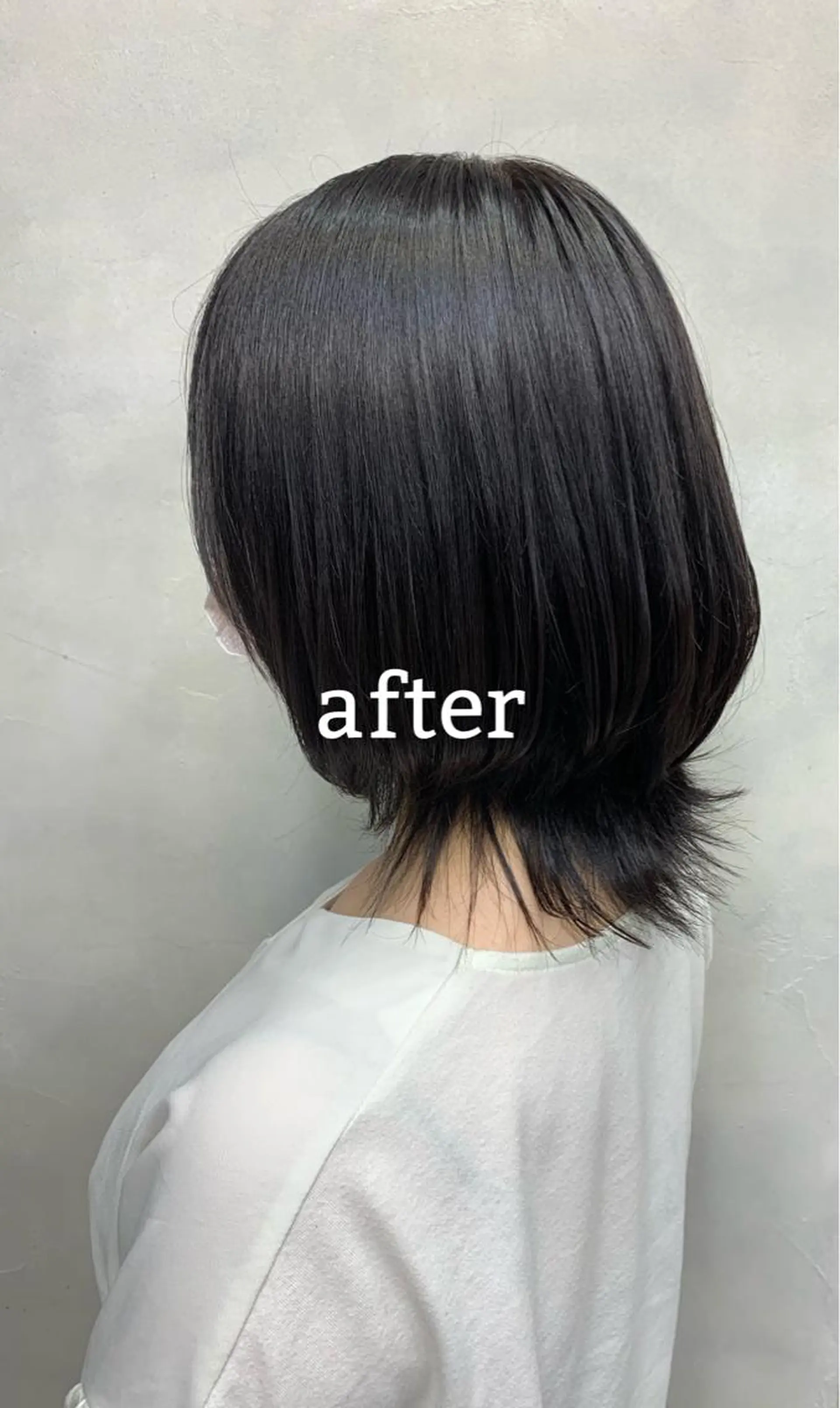 ミディアム カラー 黒髪 ブルーカラー ブルーブラック 新宿/韓国レイヤー 髪質改善カラー/角所のヘアスタイル