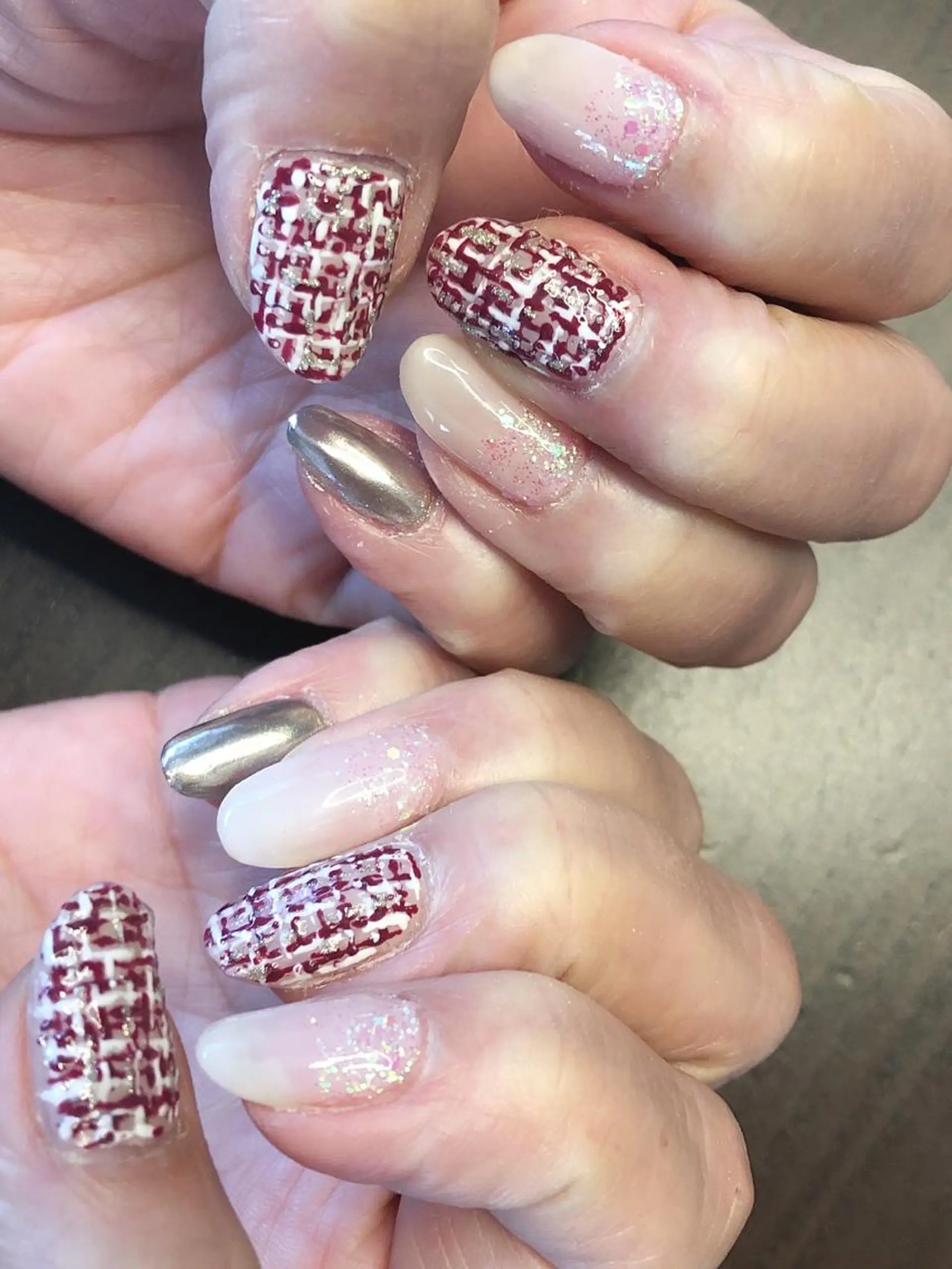 ネイル 春ネイル ツイードネイル ハンドネイル chama所属・大和田 美貴のネイルデザイン