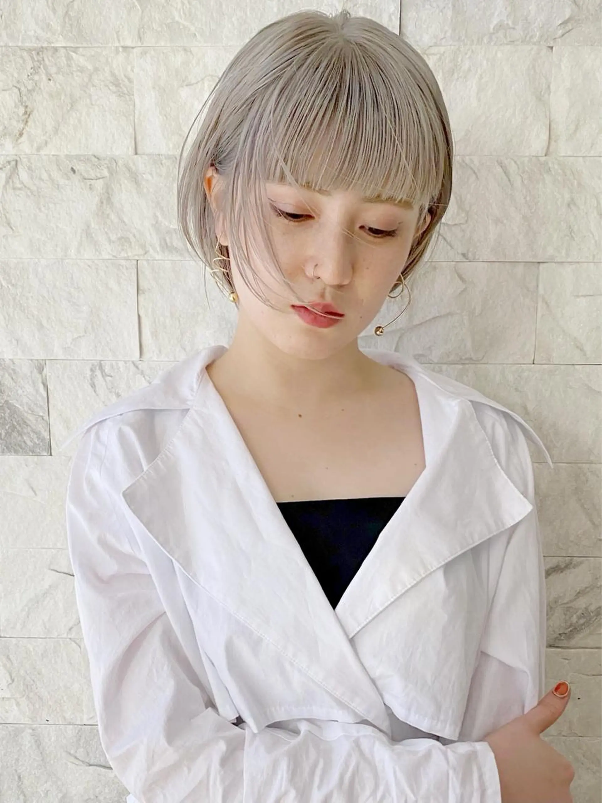 ミディアム カラー ベージュカラー ブリーチ ブロンド ブロンドベージュ ハイトーンカラー ヘアカラー Piaコータロー ハイトーン&‪ボブのヘアスタイル