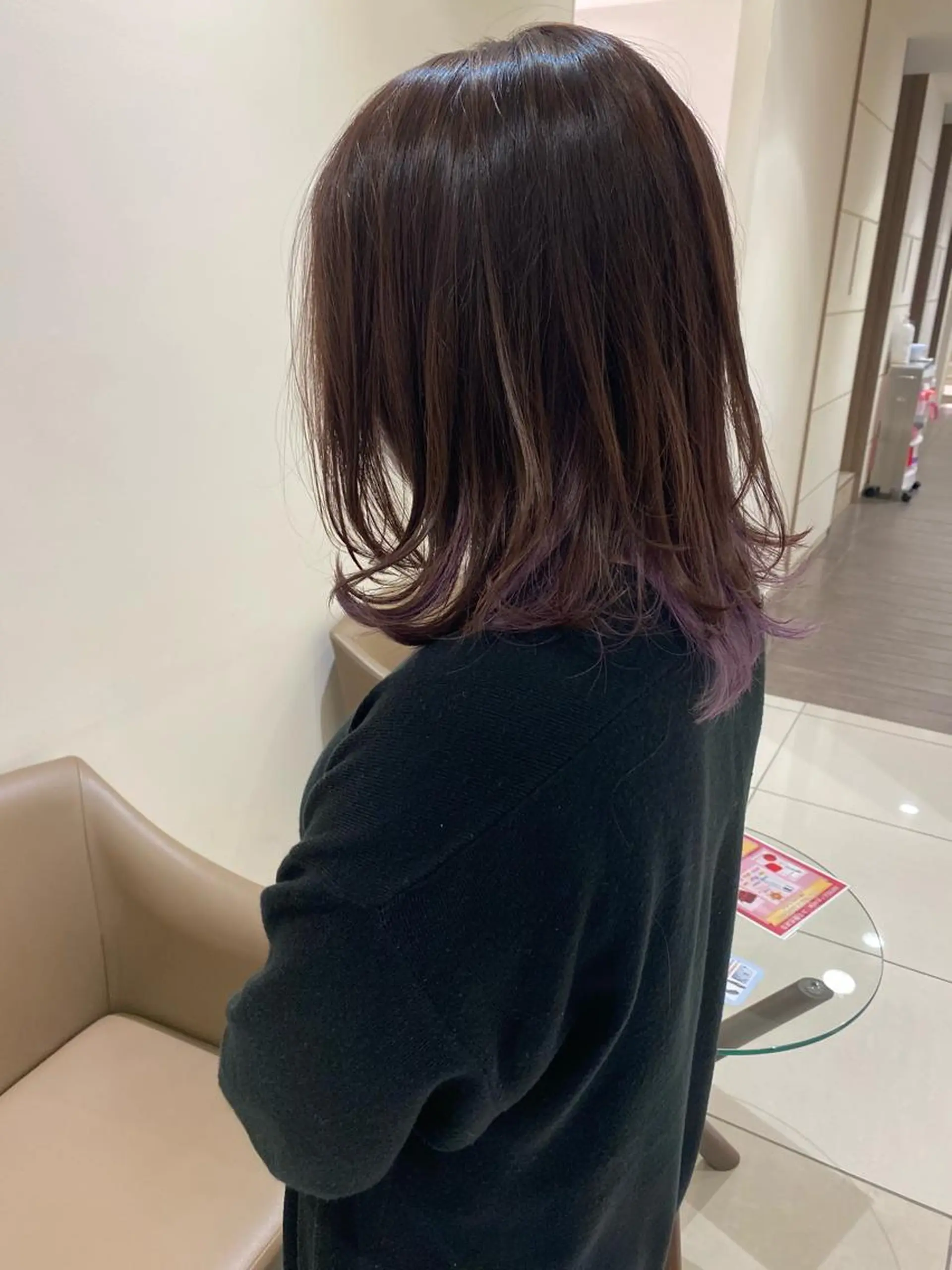 ミディアム カラー インナーカラー ラベンダーカラー カット ヘアカラー トリートメント 細めハイライト🩶 ボブ/レイヤーカットのヘアスタイル