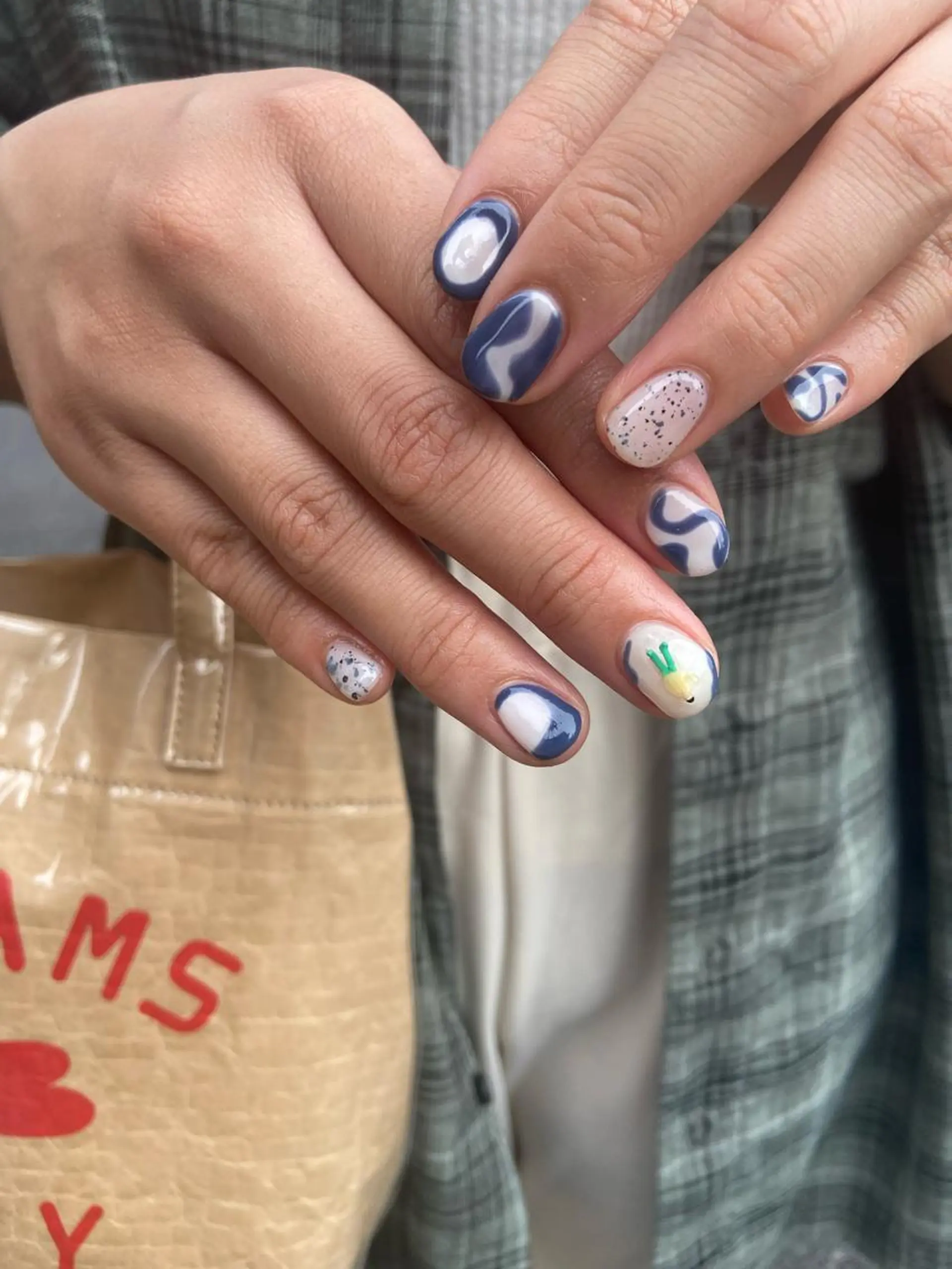 ネイル アートネイル ブルー 韓国ネイル ショートネイル . unffのネイルデザイン