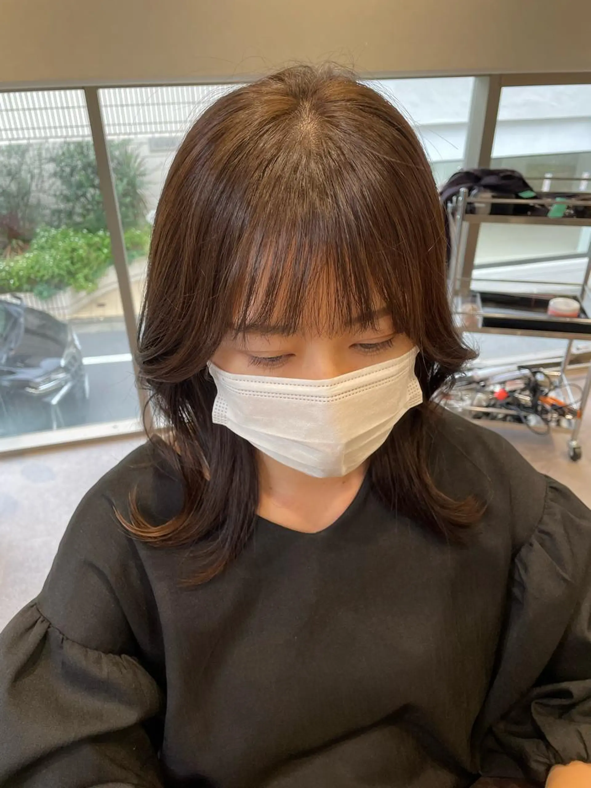 セミロング カラー 韓国風/オシャレ /縮毛矯正/滝口琴未のヘアスタイル