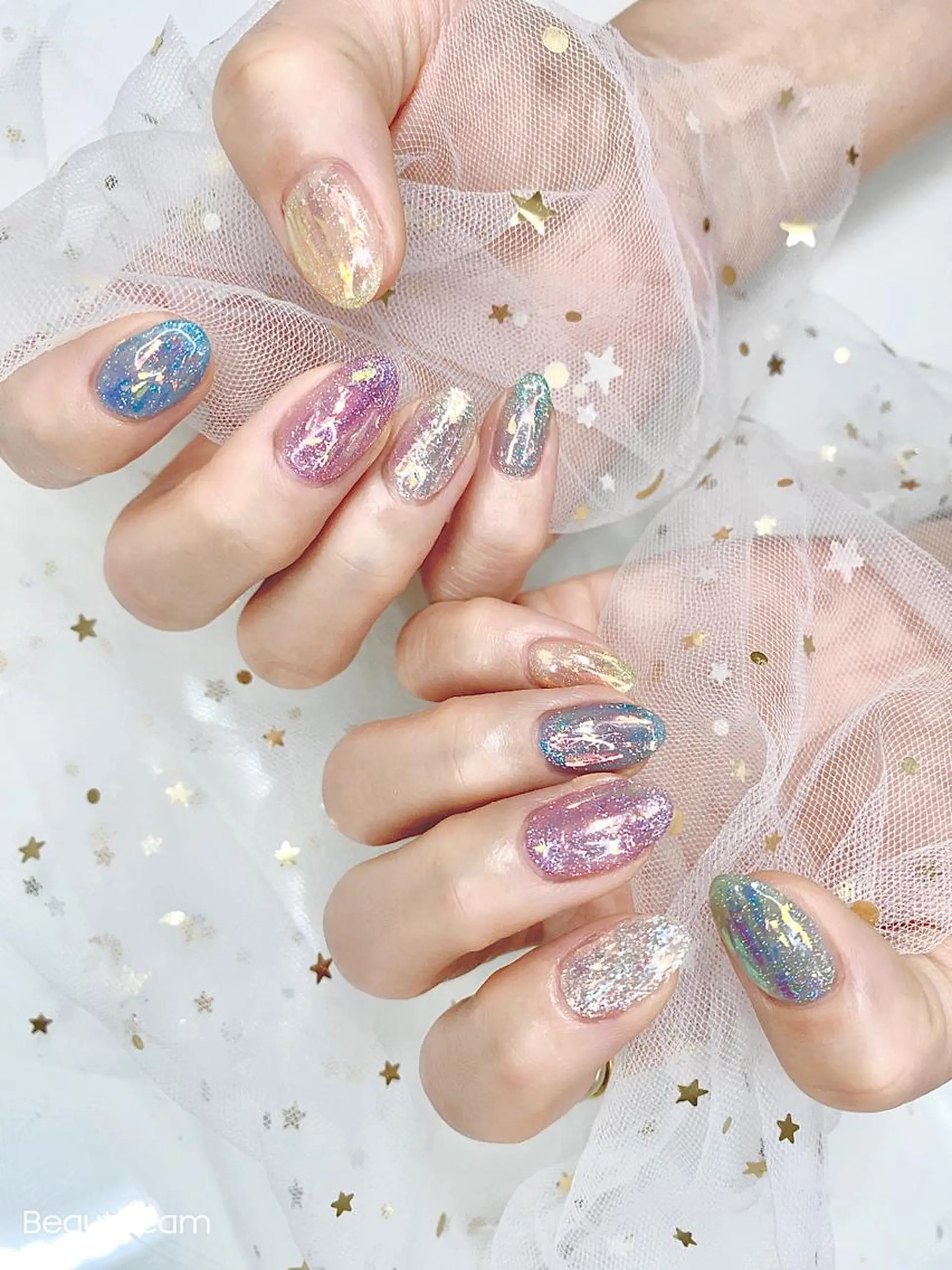 ネイル I-nailロング /ワンホン/キラキラのネイルデザイン