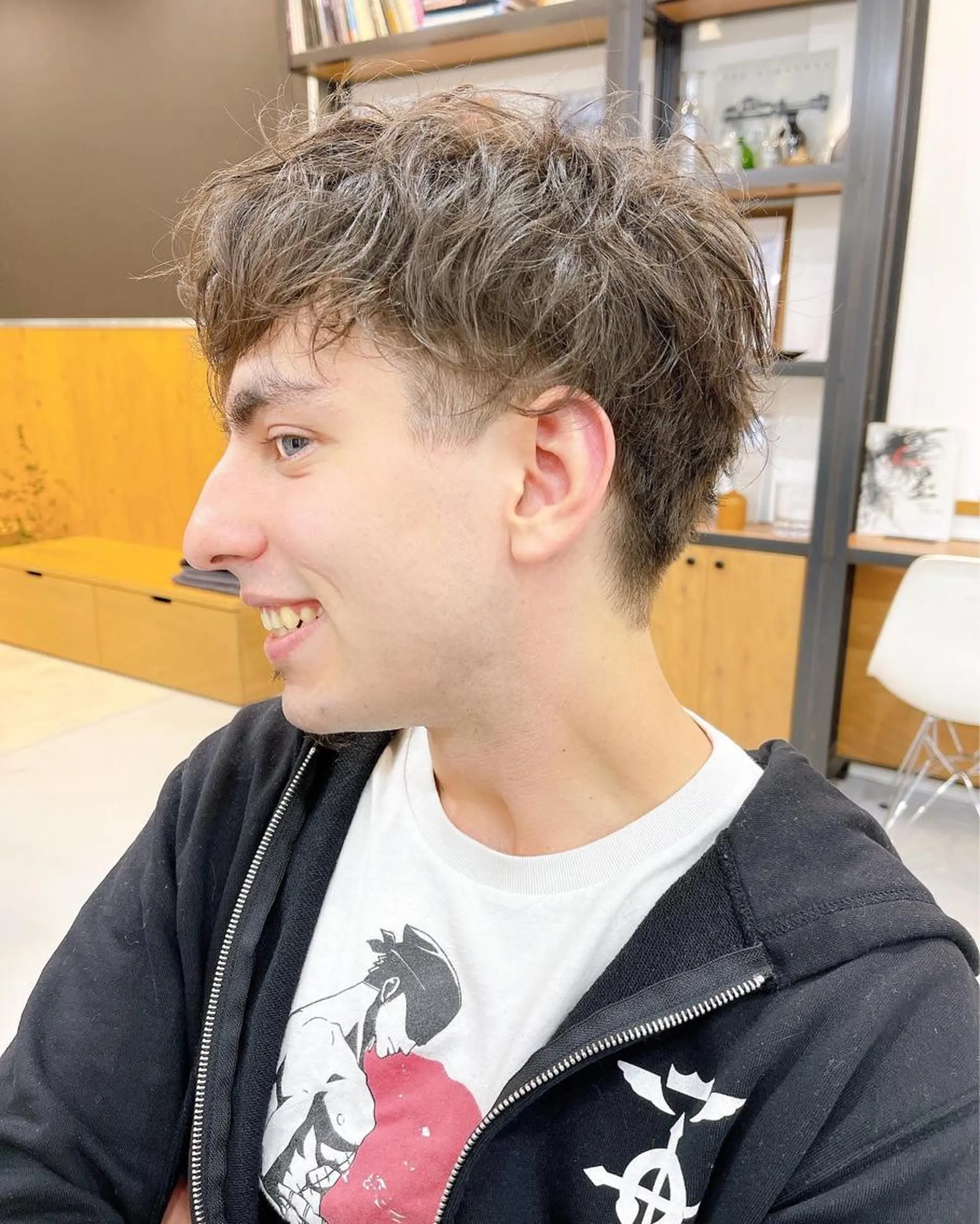 ショート パーマ メンズ マッシュ メンズパーマ カット ヘアカラー パーマ 縮毛矯正 トリートメント メンズパーマ タカキリョウのヘアスタイル