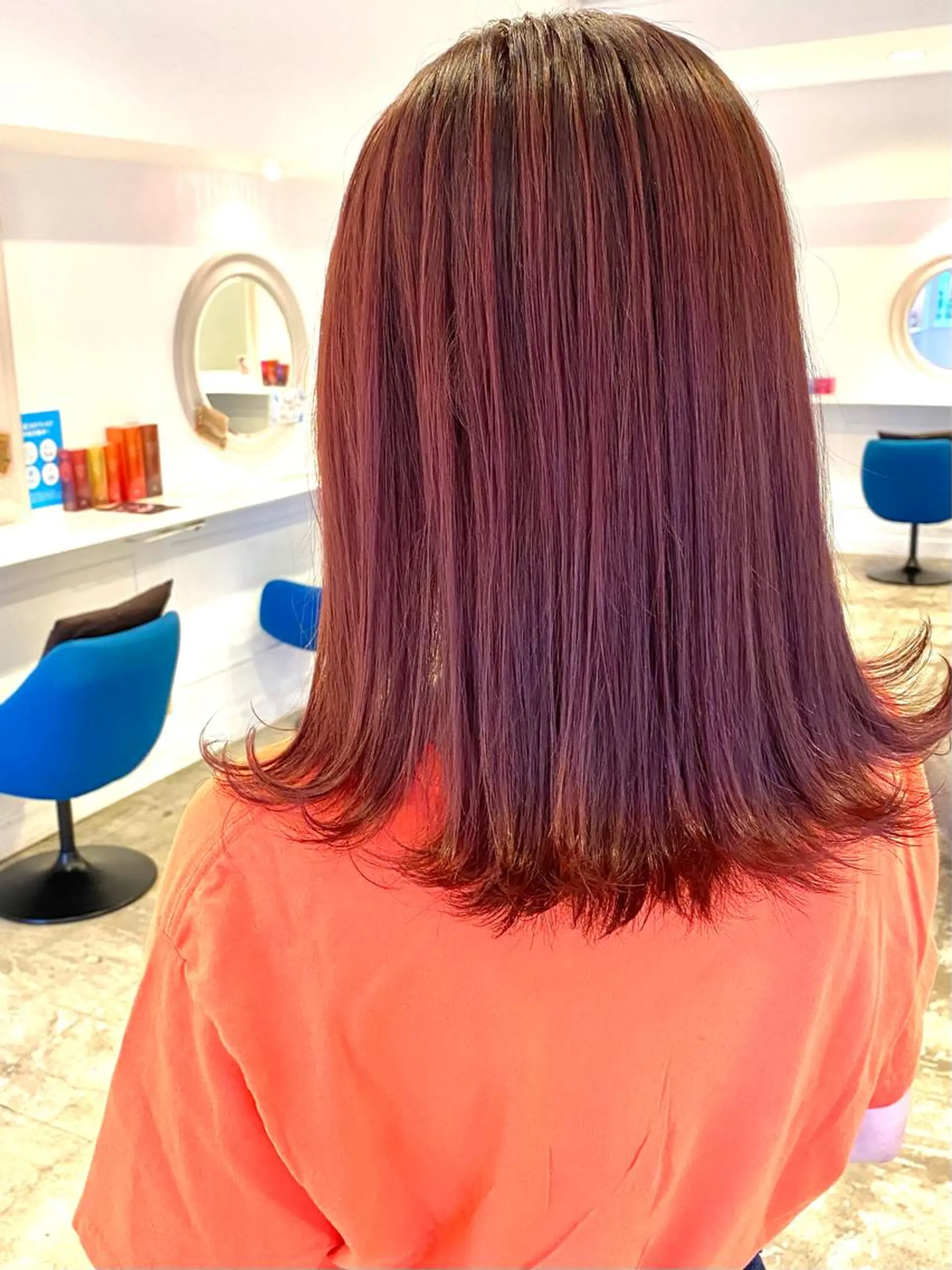 セミロング カラー ブリーチ ブリーチなしカラー ピンクカラー 谷合 貴志のヘアスタイル