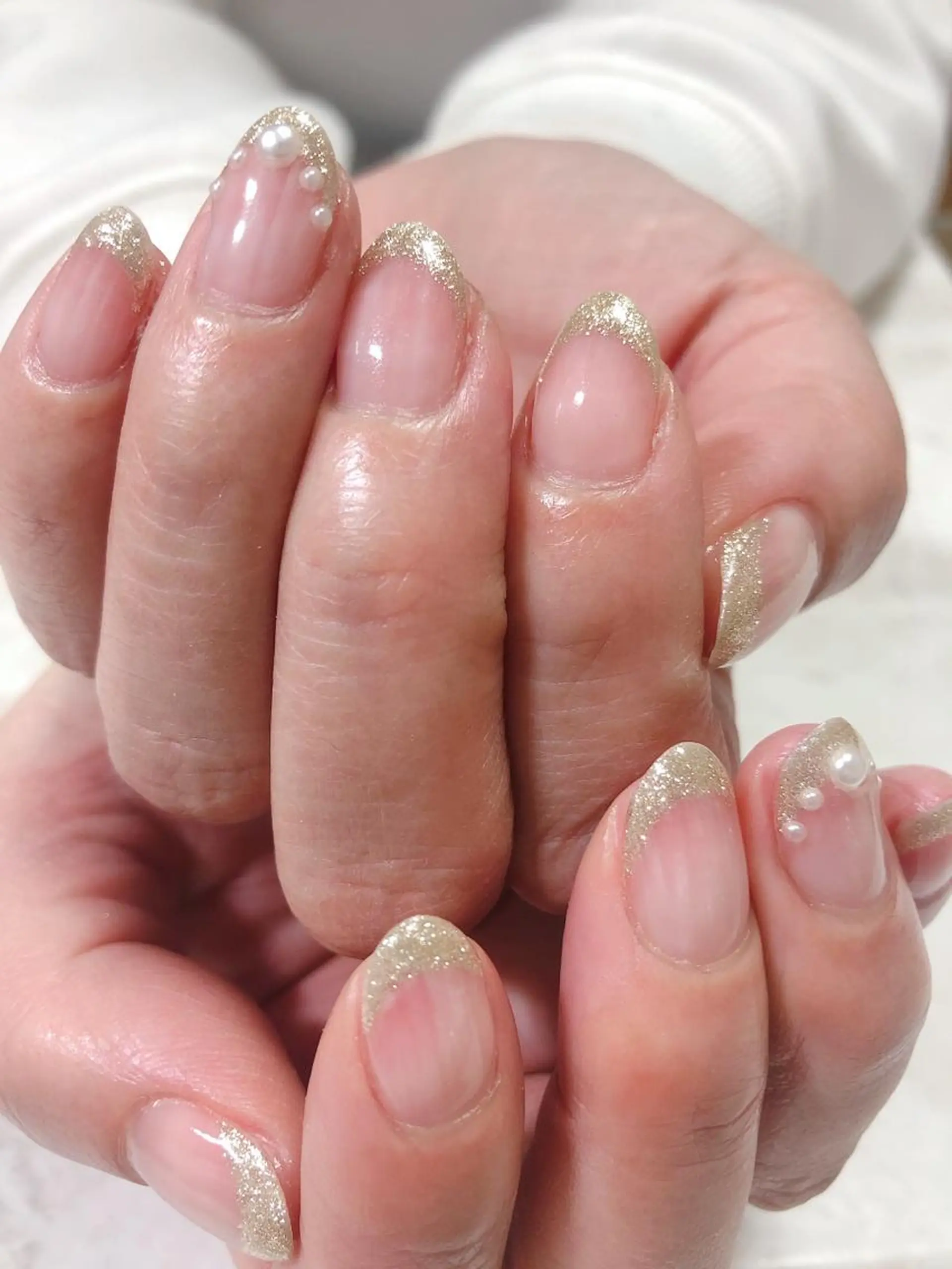 ネイル フレンチネイル ラメ(グリッター) ストーンネイル ハンドネイル Lokahi NAILのネイルデザイン