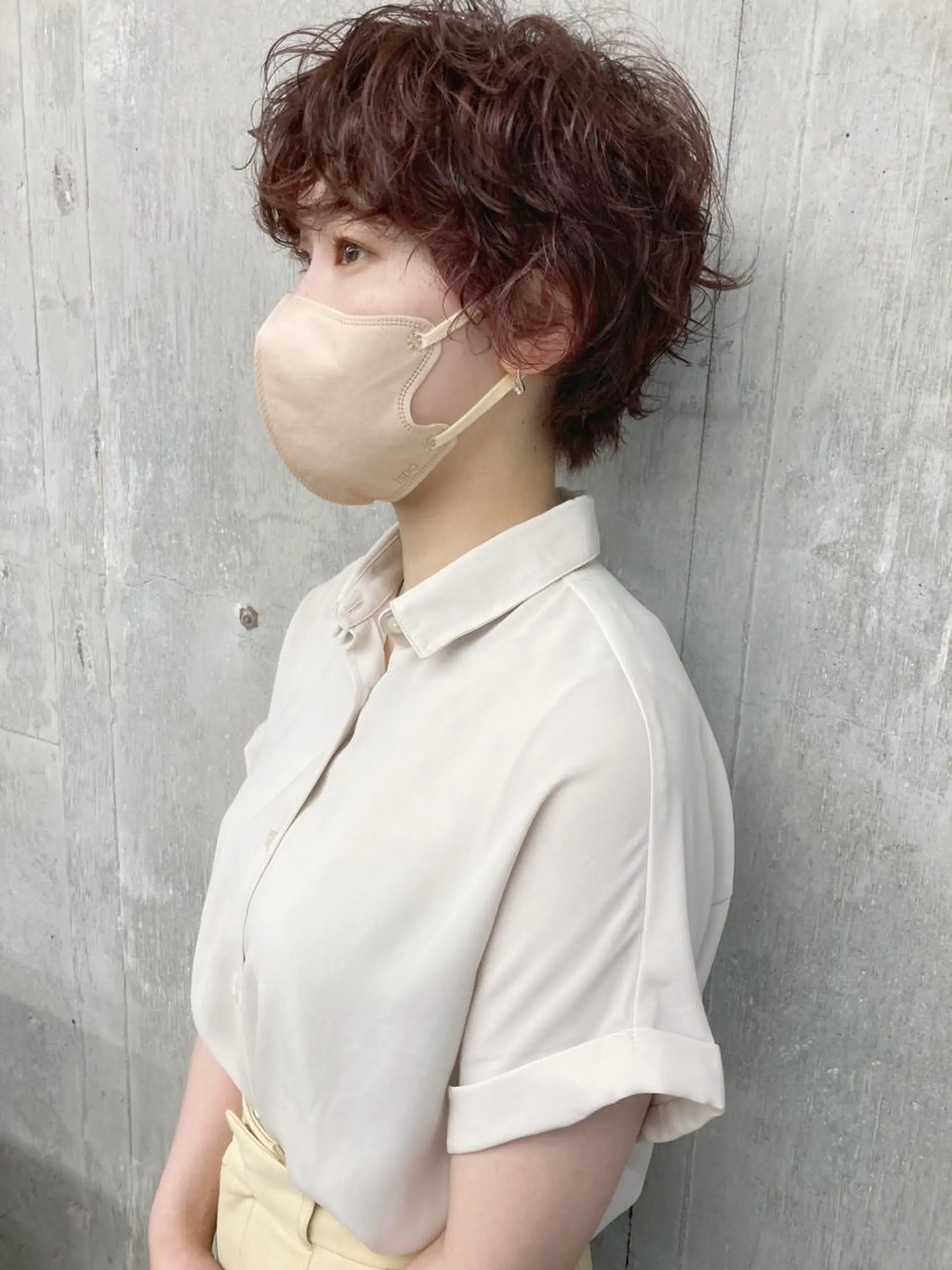 ショート カラー パーマ カシス ピンクカラー 小木曽智美 /ボブ/ショートのヘアスタイル