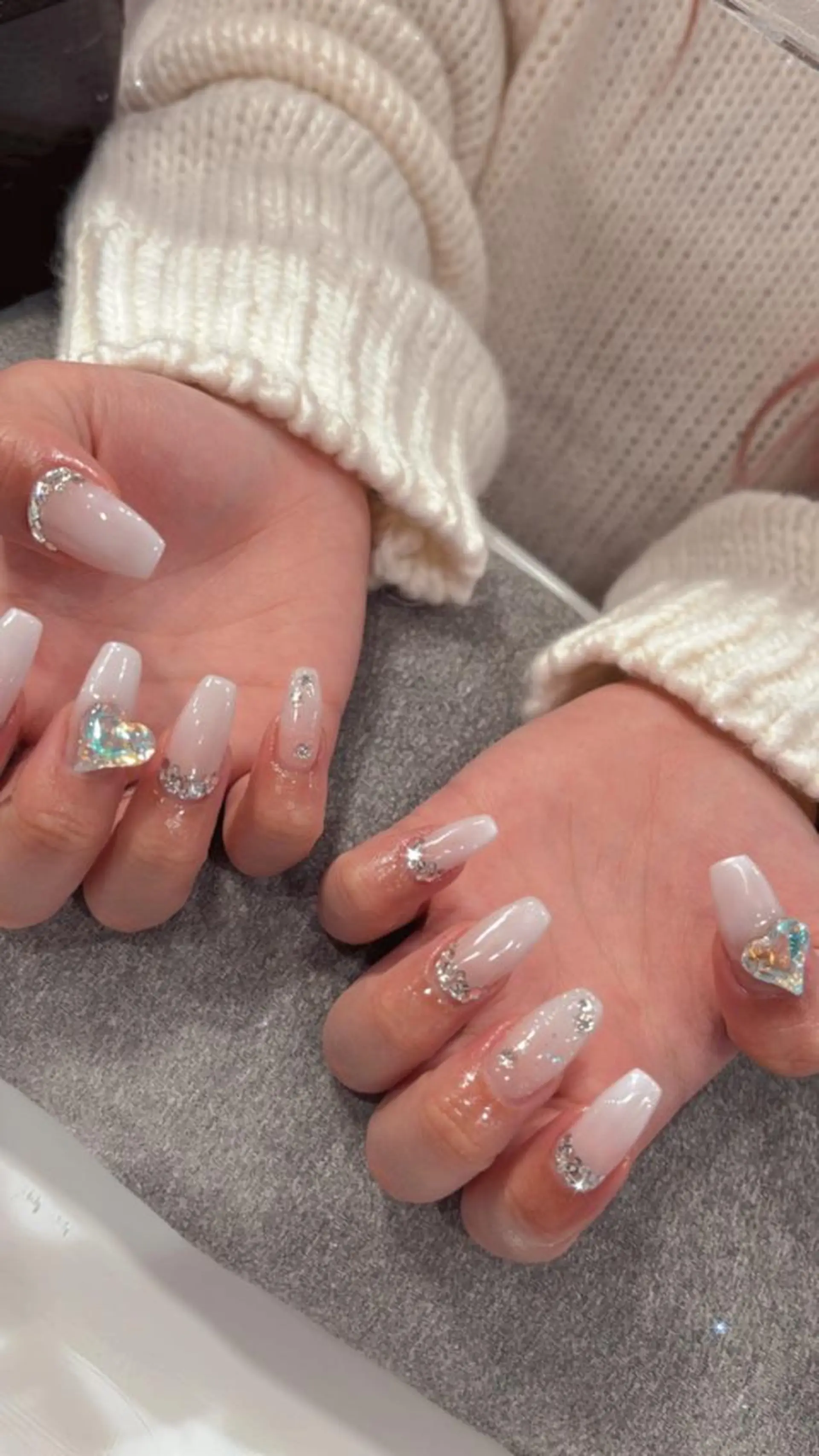 ネイル ハート ホワイト wooone所属・鶴橋wooone nail.rieのネイルデザイン