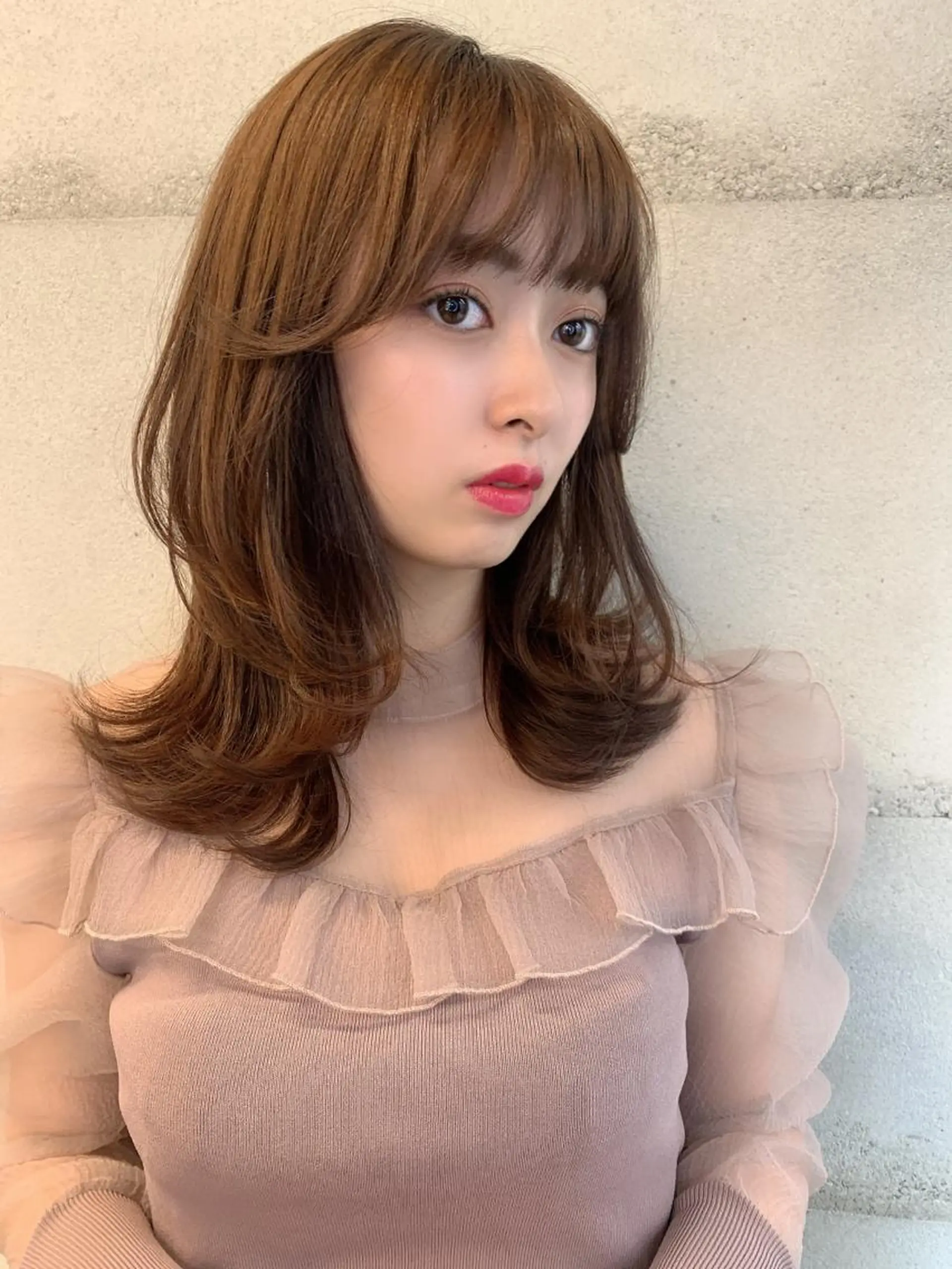 ミディアム カラー 透明感/オリーブ/ グレージュ/YUKAのヘアスタイル