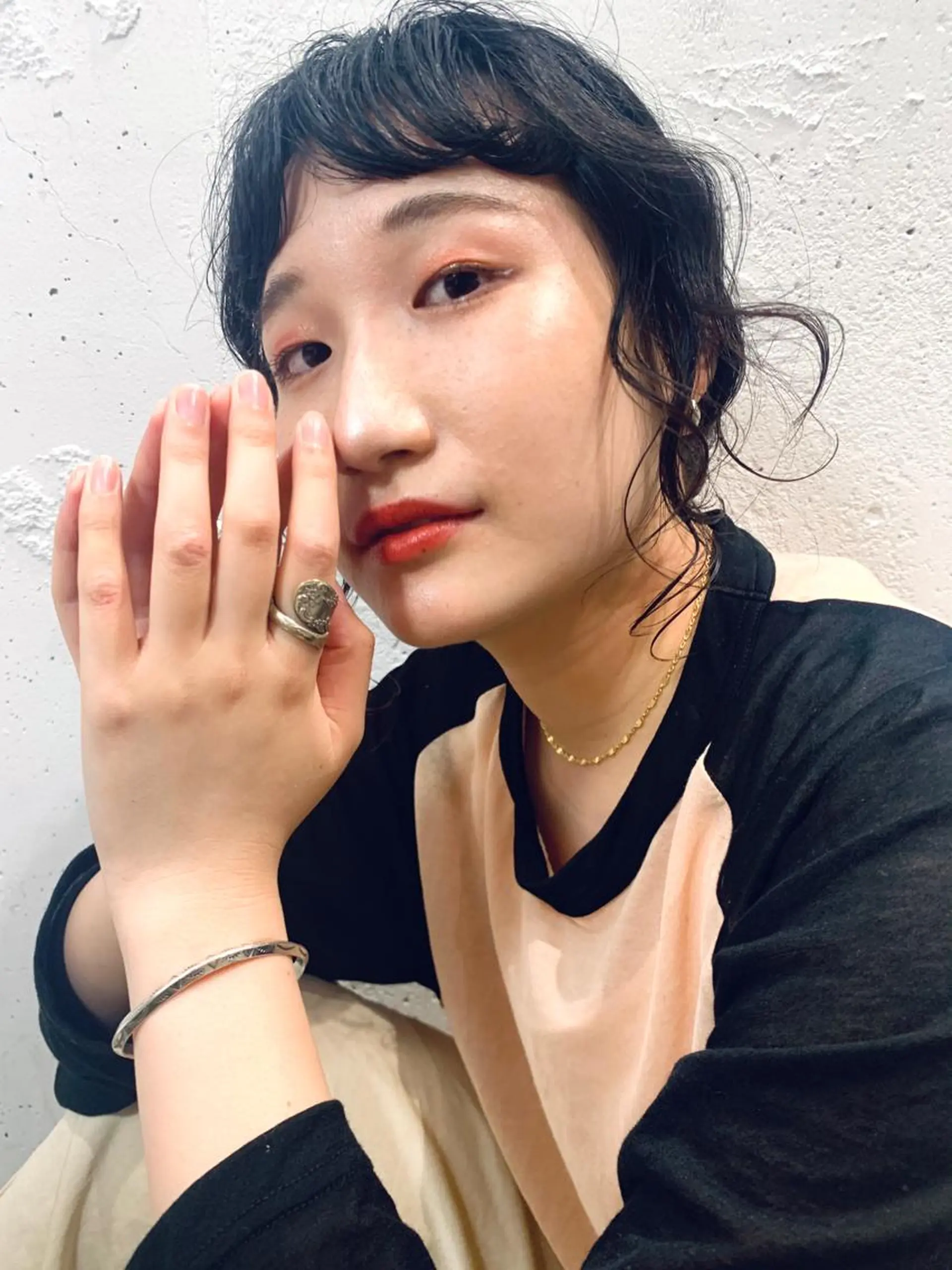 ミディアム パーマ ヘアアレンジ カット パーマ 大角  実希のヘアスタイル