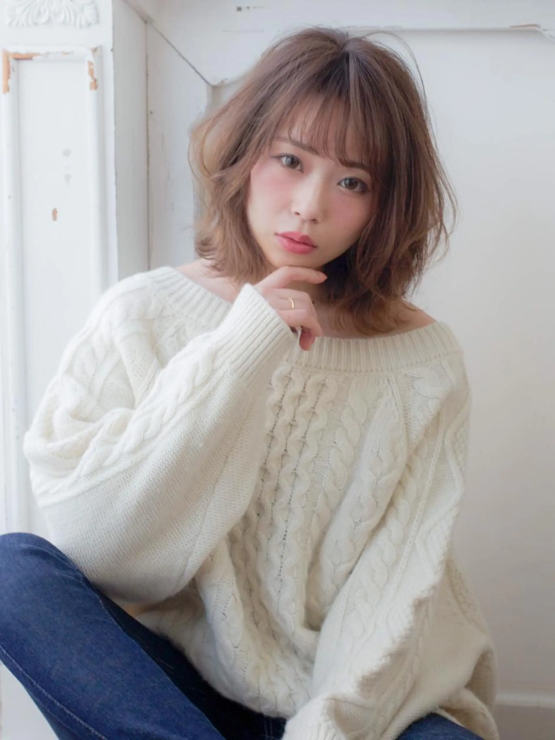 ミディアム ボブ カット ヘアカラー トリートメント ＨＩ ROのヘアスタイル