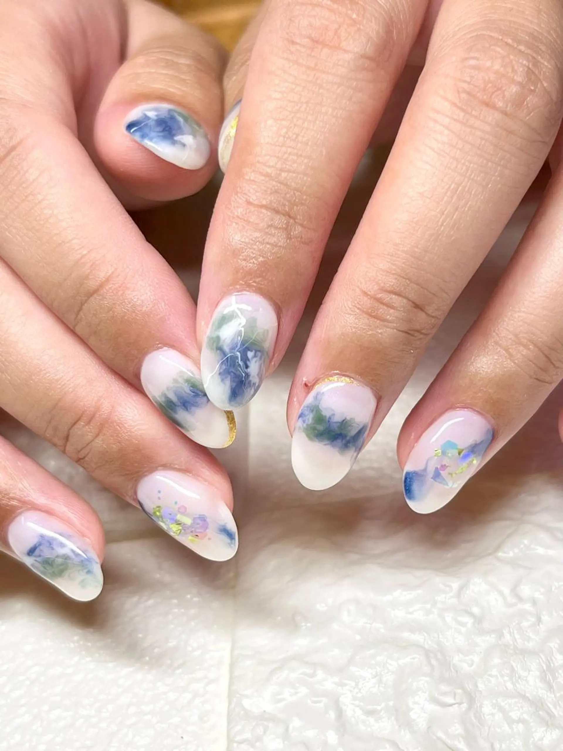 ミディアム ネイル ニュアンスネイル ハンドネイル まり りぃ〜んのネイルデザイン