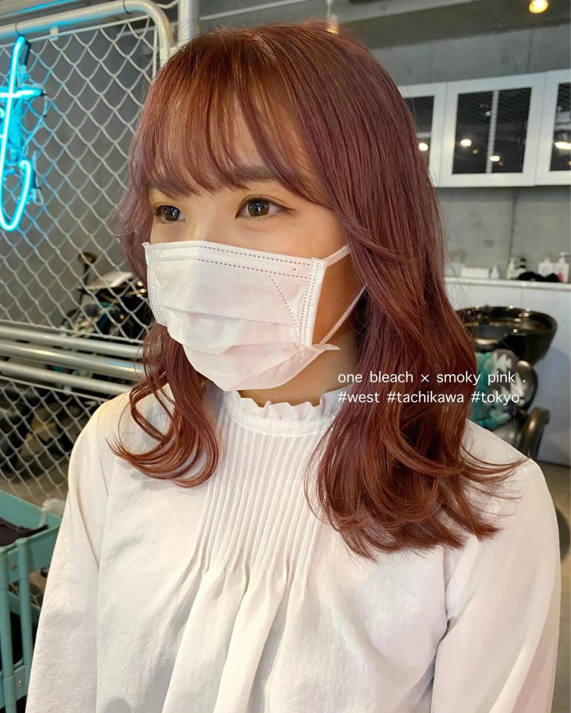 ミディアム カラー ピンクカラー エギョモリ 学生 ヨシンモリ 韓国風ヘア 竹嶌 健吾のヘアスタイル