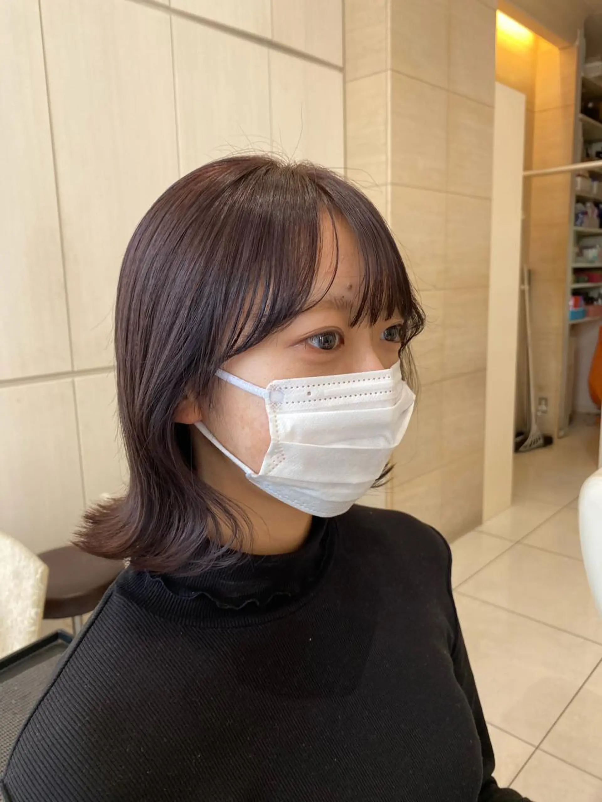 ミディアム カラー ボブ くびれヘア 韓国風ヘア mako︴ Euphoriaのヘアスタイル