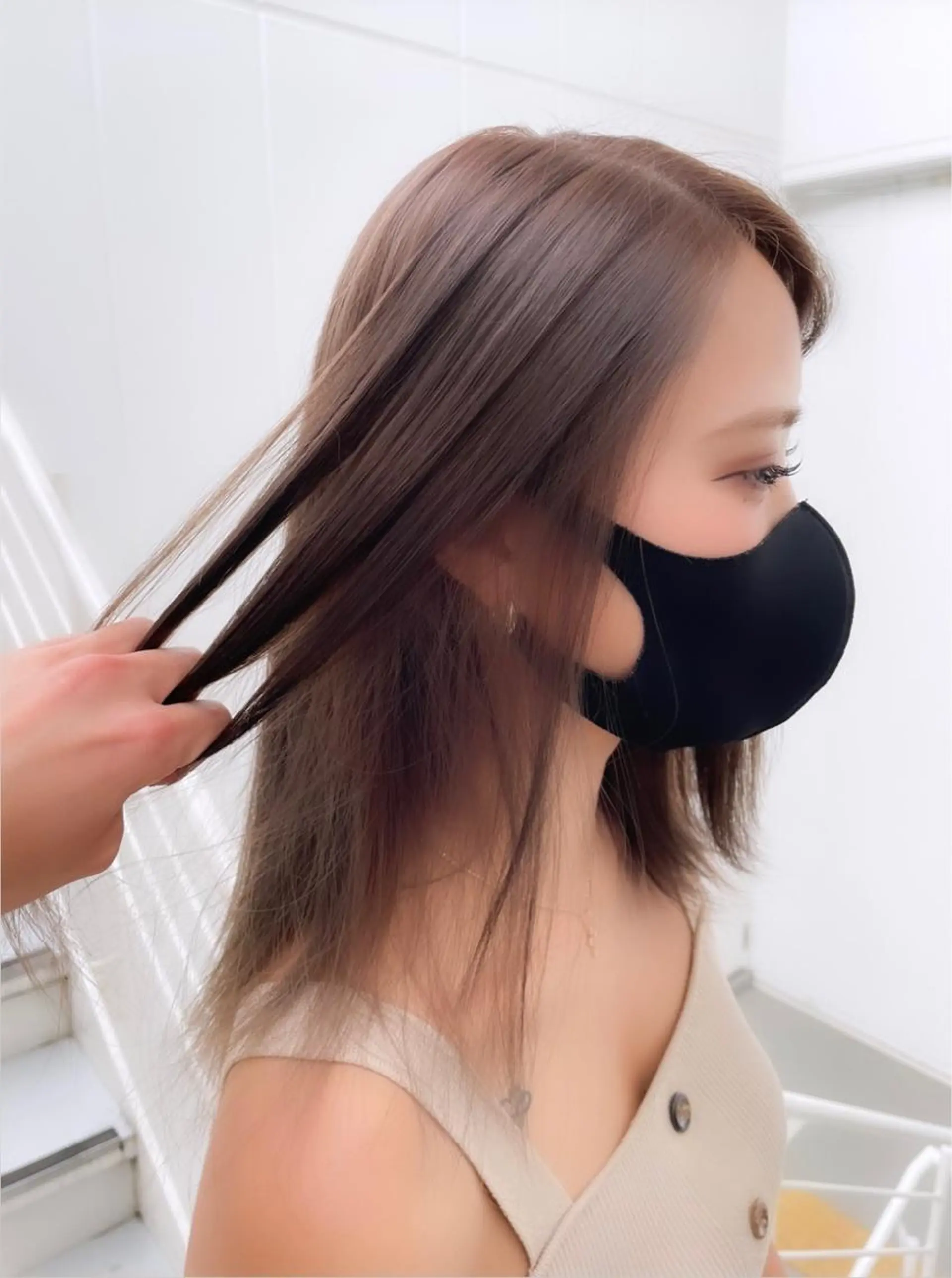 セミロング セミロングパーマ ボブ デート ハイライト 髪質改善 トリートメント 【20代ダメージ毛に 髪質改善】のヘアスタイル