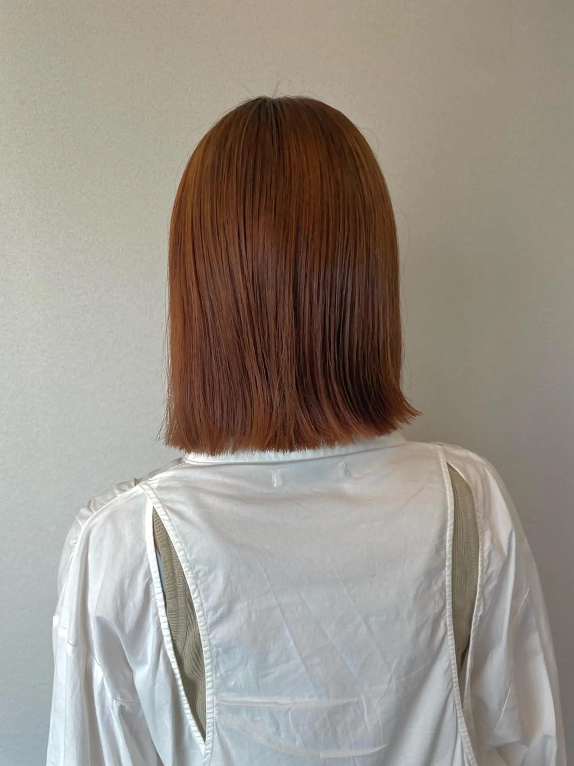 ミディアム カラー 切りっぱなしボブ オレンジ ボブ ボブ/髪質改善/ soiナカジママドリのヘアスタイル