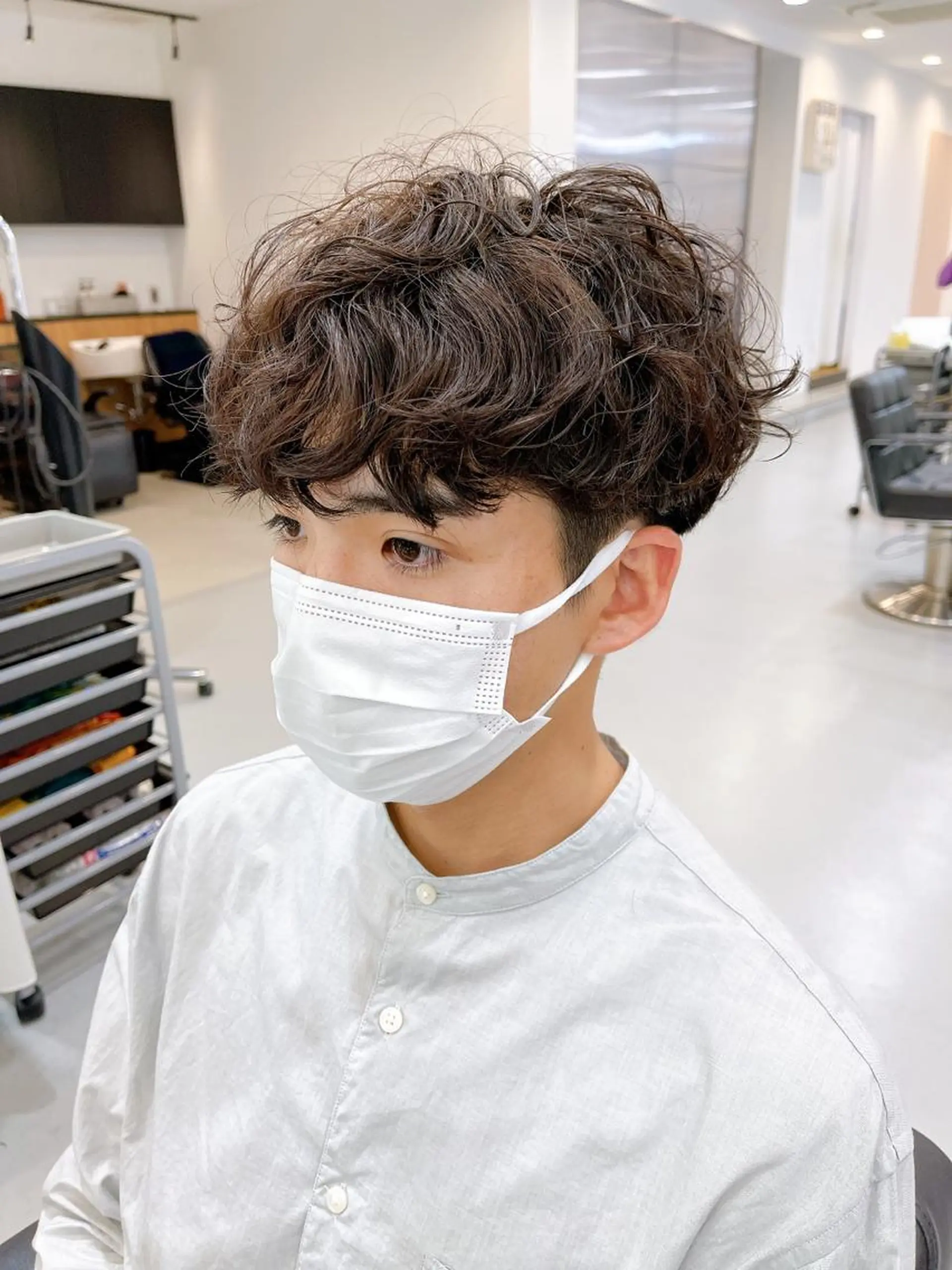 ショート パーマ メンズ マッシュ メンズパーマ カット ヘアカラー パーマ 縮毛矯正 トリートメント メンズパーマ タカキリョウのヘアスタイル