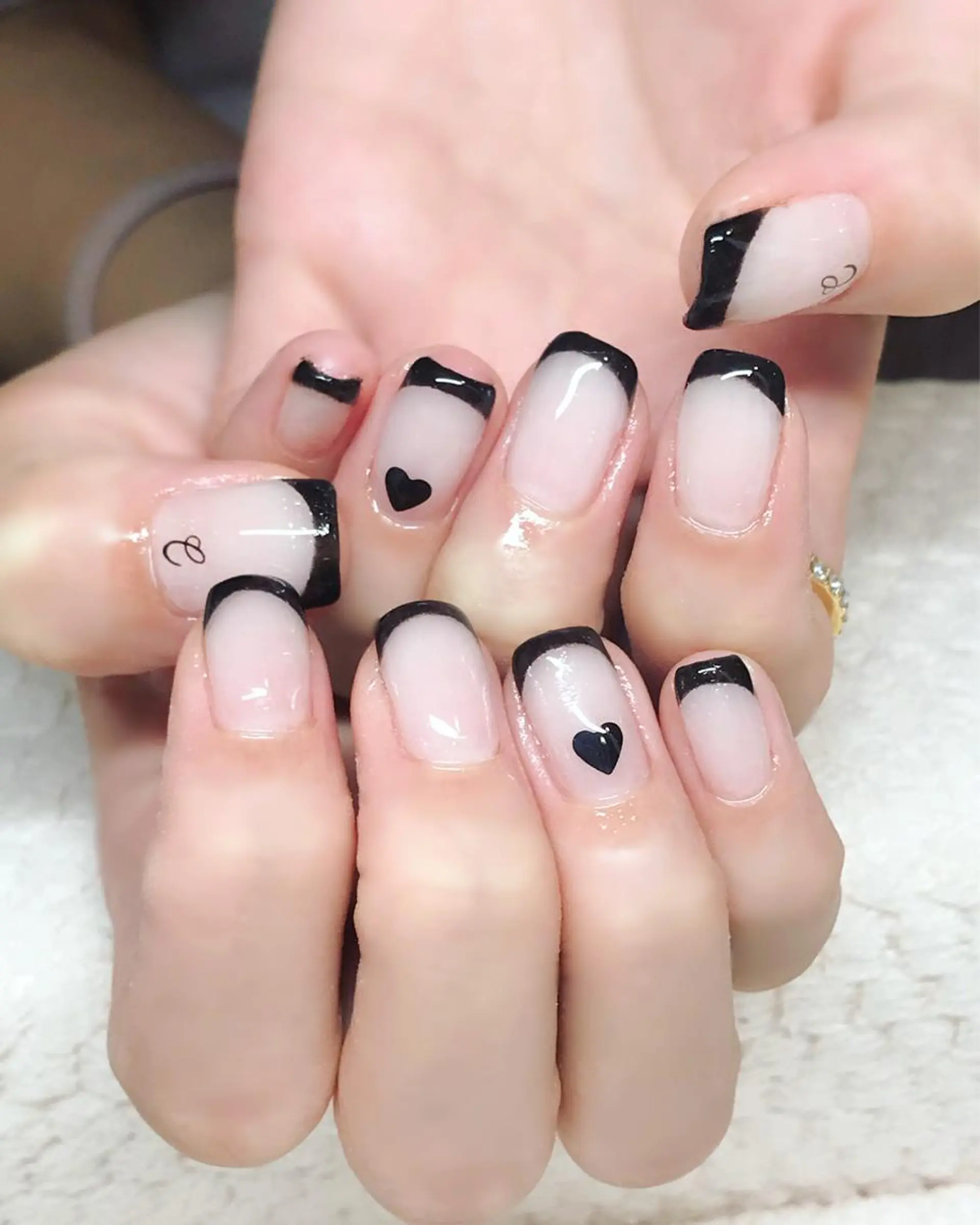 ネイル フレンチネイル ジェルネイル ハート 韓国ネイル シンプルネイル Nyanco Nailのネイルデザイン