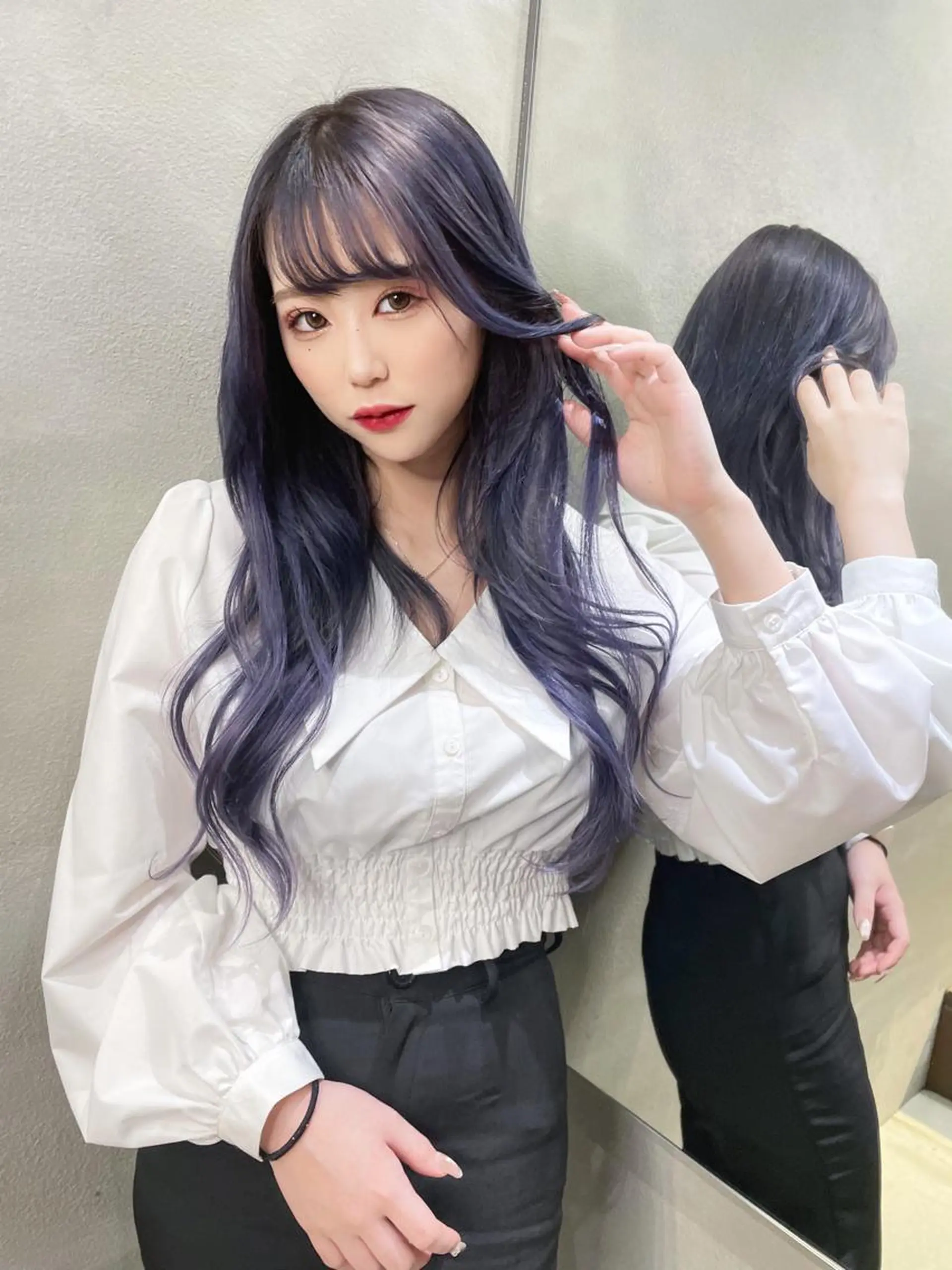 ロング ヨシンモリ 韓国風ヘア ブリーチなし透け感カ ラー×韓国ヘア♡ヒデのヘアスタイル