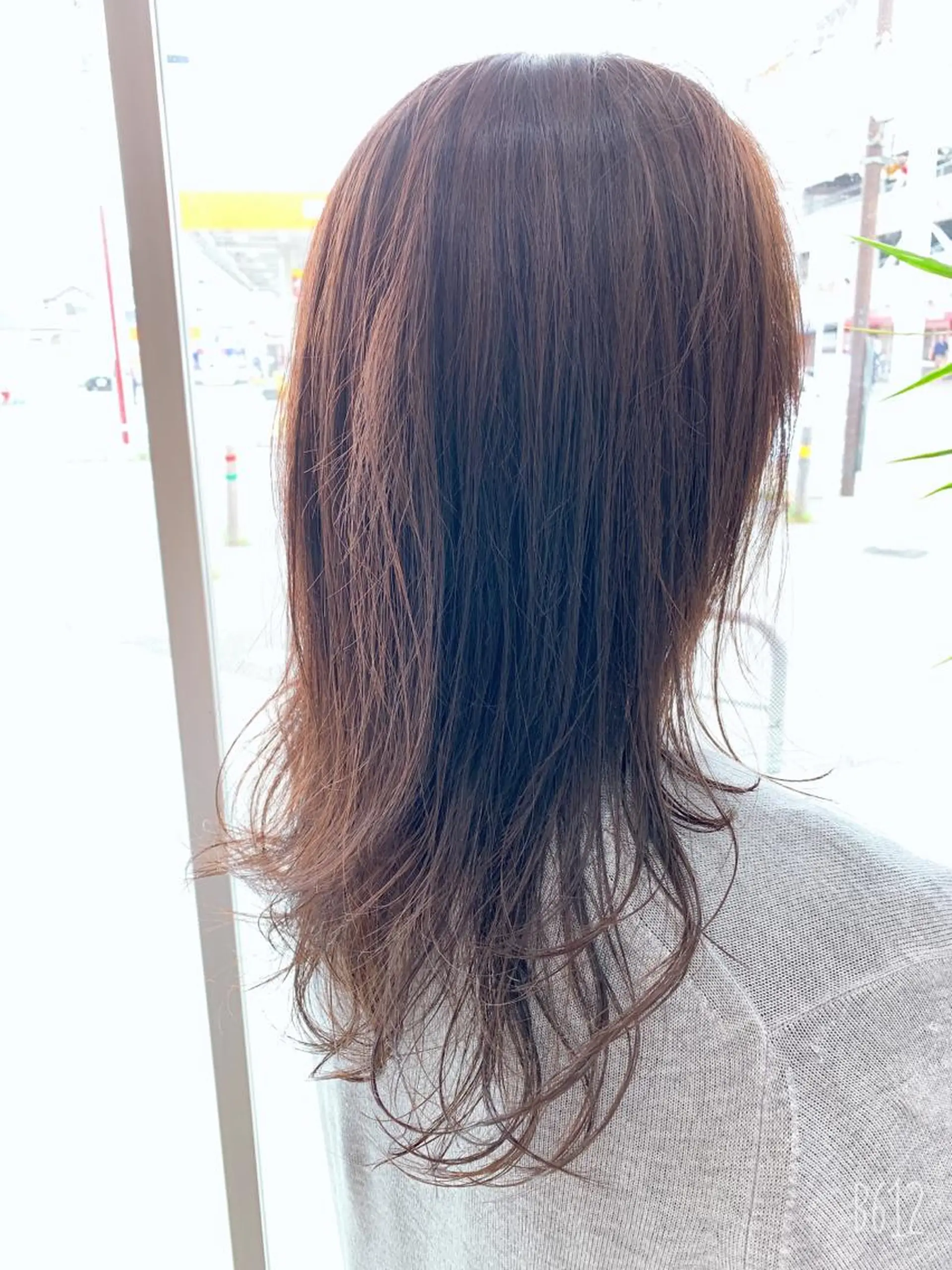 セミロング カラー 白髪ぼかしハイライト 柳川拓哉のヘアスタイル
