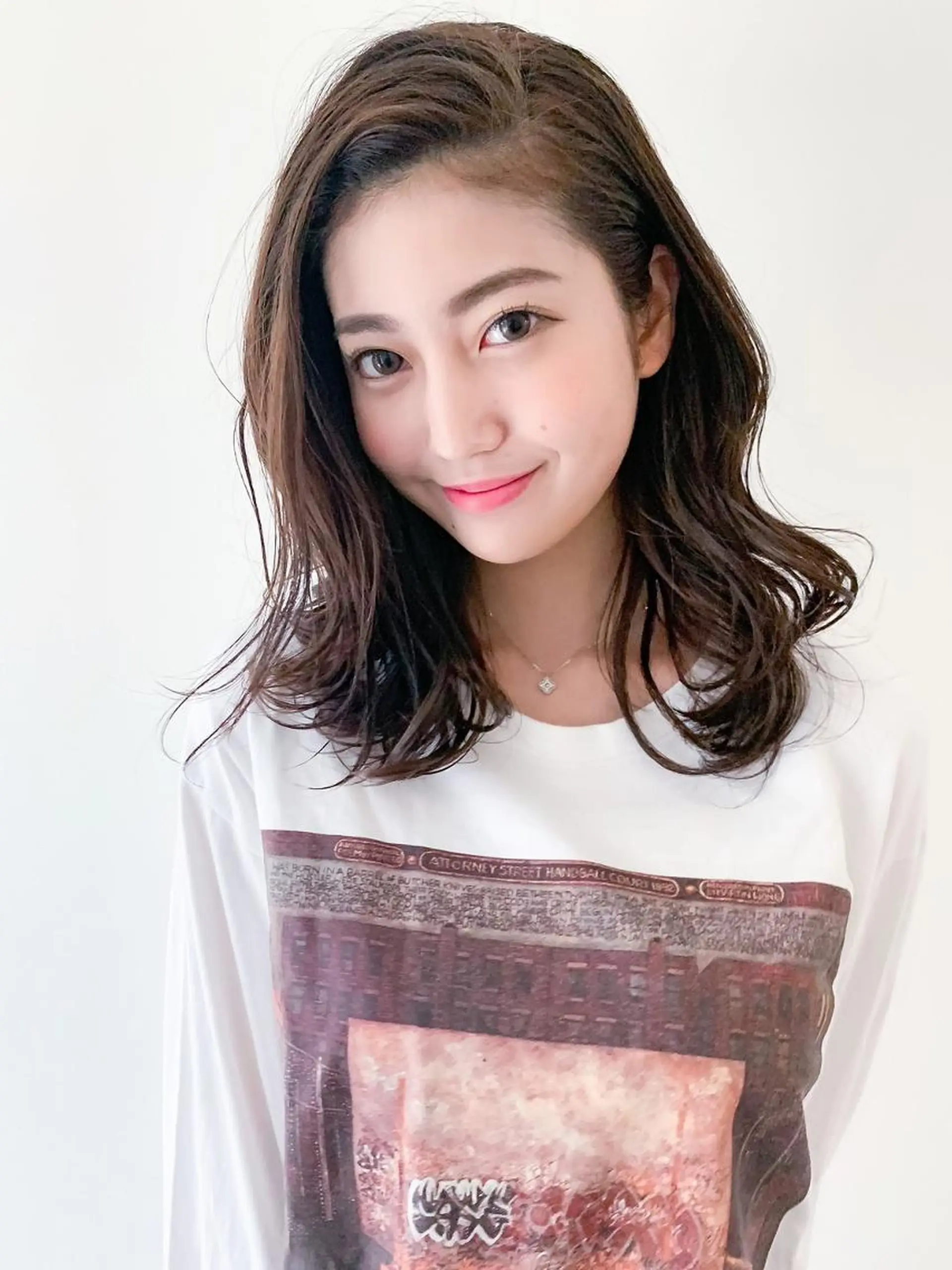 セミロング セミロングパーマ ボブ くびれヘア 顔まわりレイヤー ハイライト 縮毛矯正➕髪質改善➕ レイヤーカット　田畑のヘアスタイル