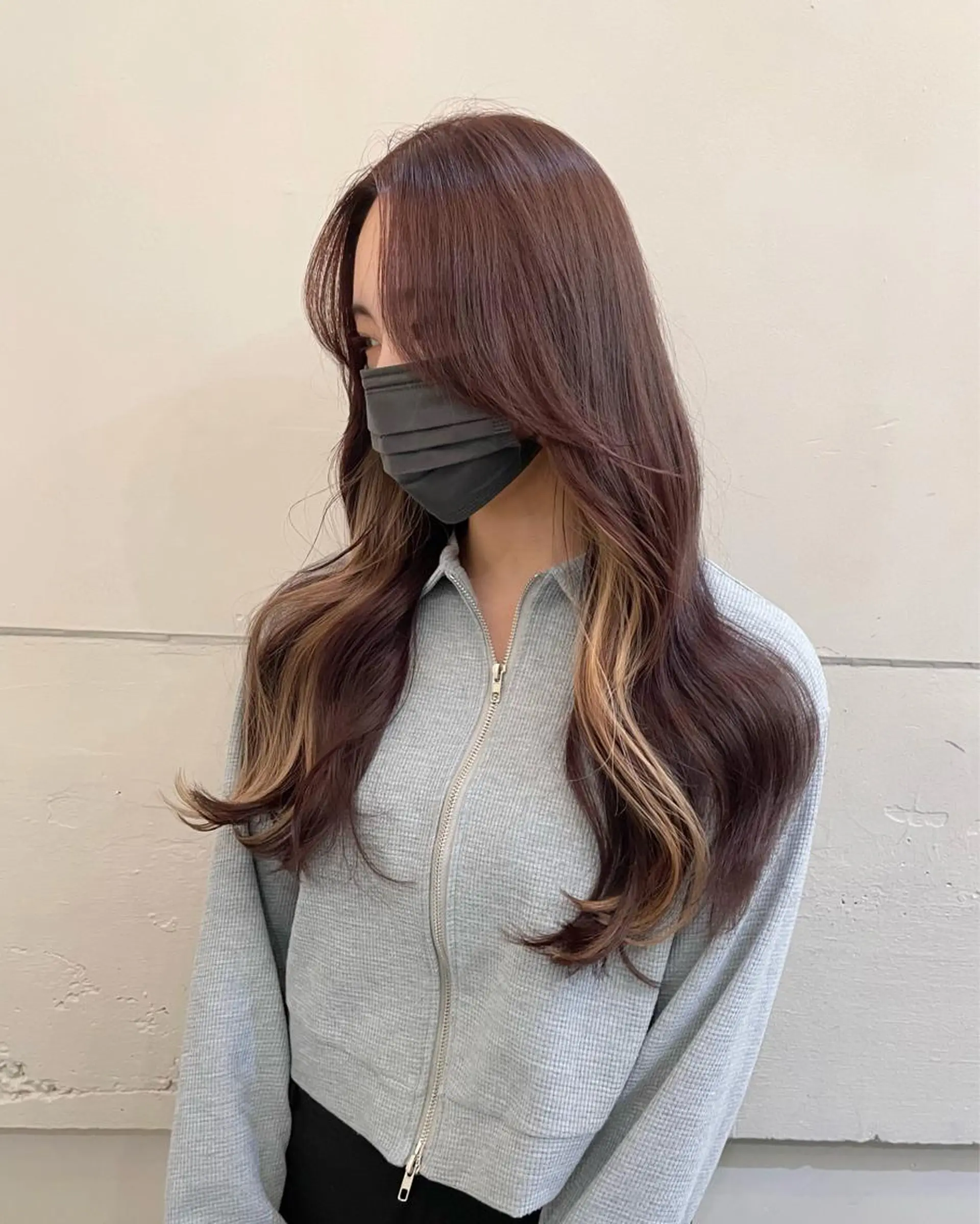 ロング カラー ベージュカラー レッドカラー カット ヘアカラー 横浜/レイヤーカット /韓国ヘア/佐藤記正のヘアスタイル