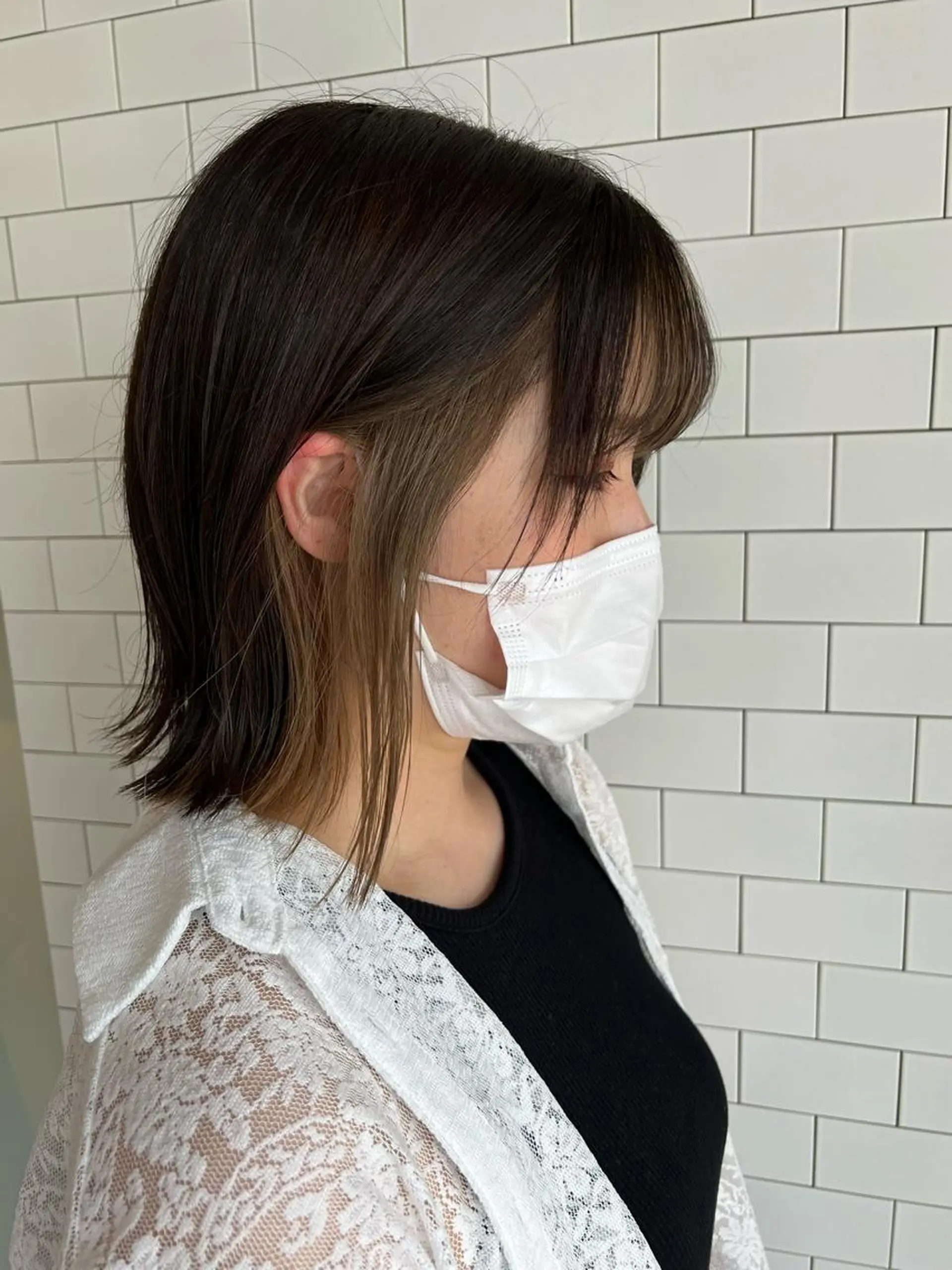 ミディアム カラー カット 縮毛矯正 トリートメント ぱつボブ/ ショート/YUKIのヘアスタイル