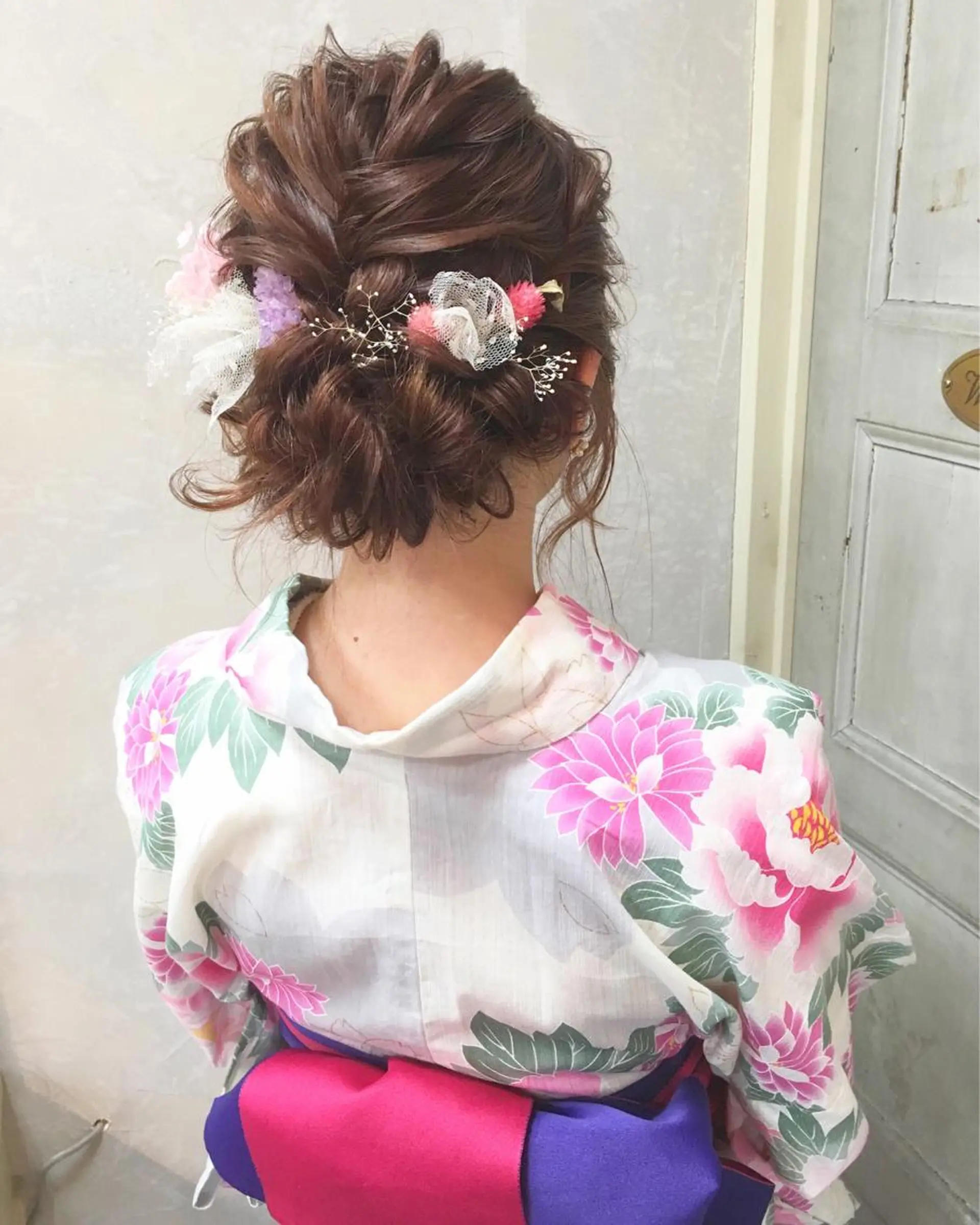 セミロング カラー ヘアアレンジ 浴衣 autre所属・大久保 ひでなりのヘアスタイル