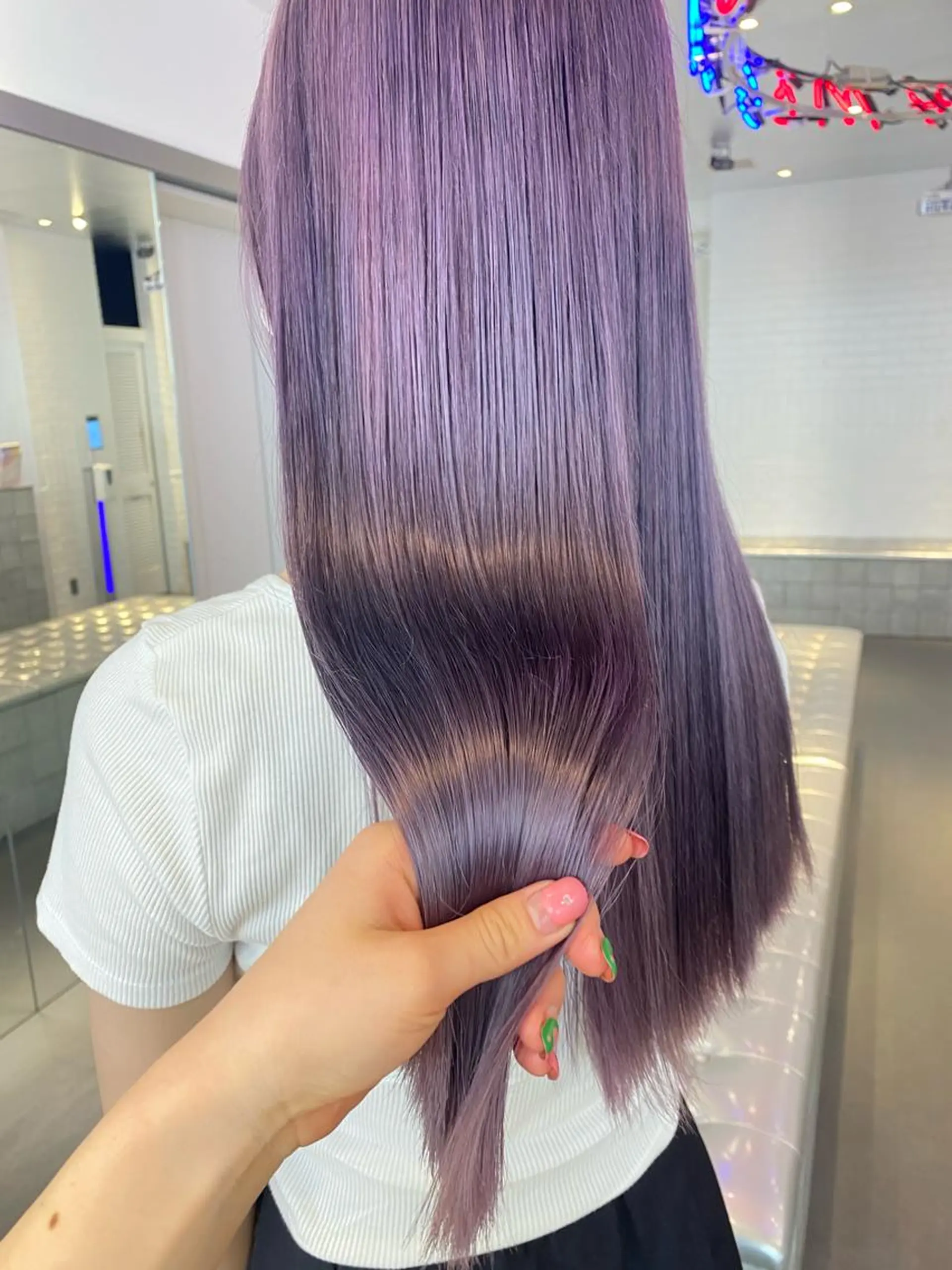 ロング カラー マツエク・マツパ ブルーカラー ブルーラベンダー ラベンダーカラー ピンクカラー ピンクラベンダー ヘアカラー トリートメント 🎨ハイトーン/ 切りっぱなし みつきのヘアスタイル