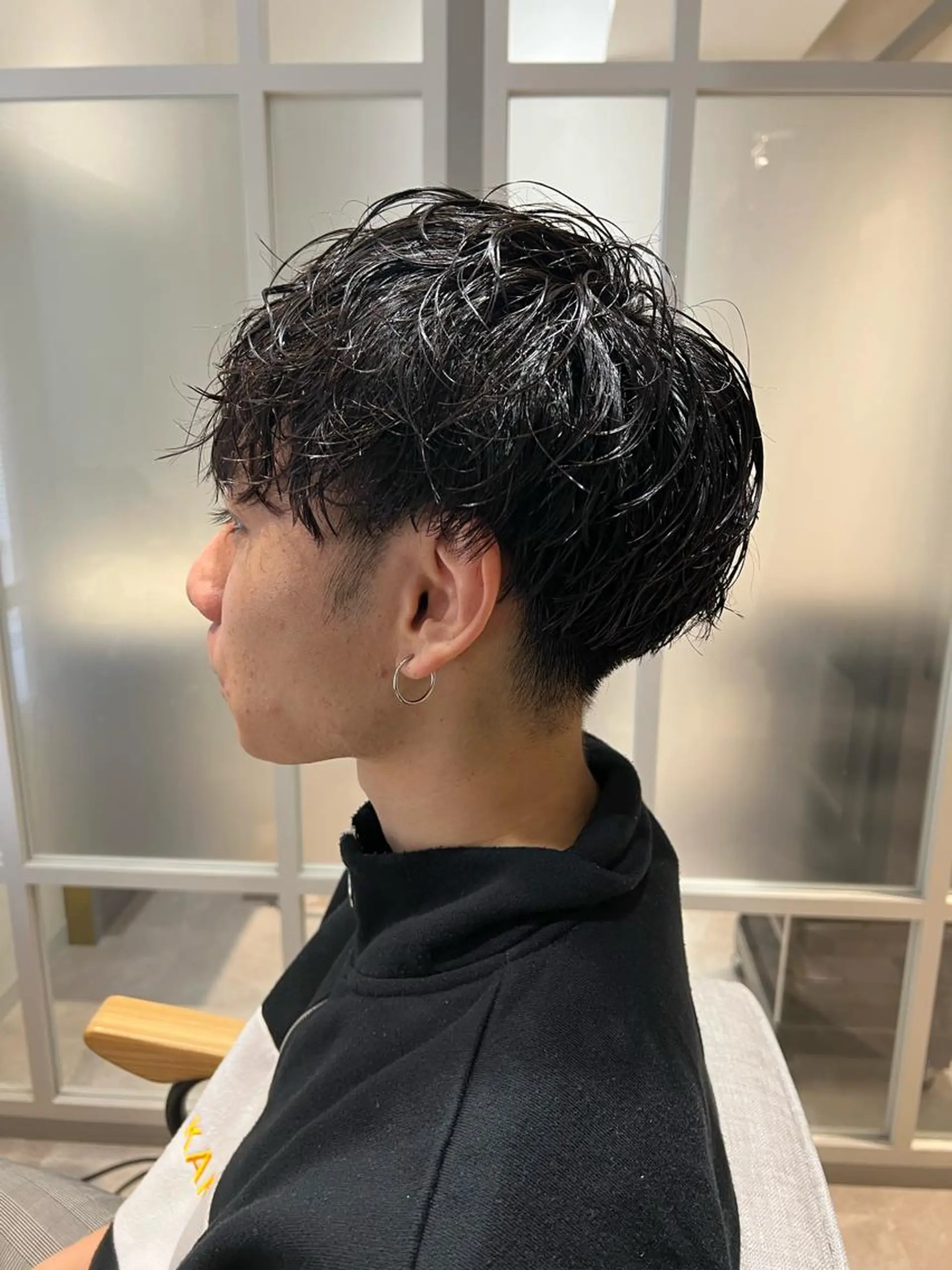 メンズ センターパート マッシュ メンズパーマ メンズショート 波巻きパーマ カット ⭕️メンズパーマ⭕️ 山口　裕太郎のヘアスタイル