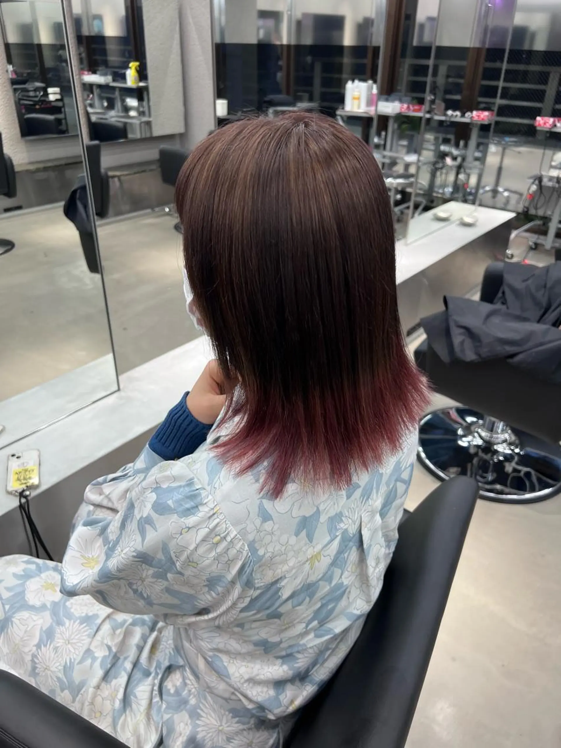 ミディアム カラー ピンクカラー 紬/enne/ブリー チ/ハイトーンのヘアスタイル