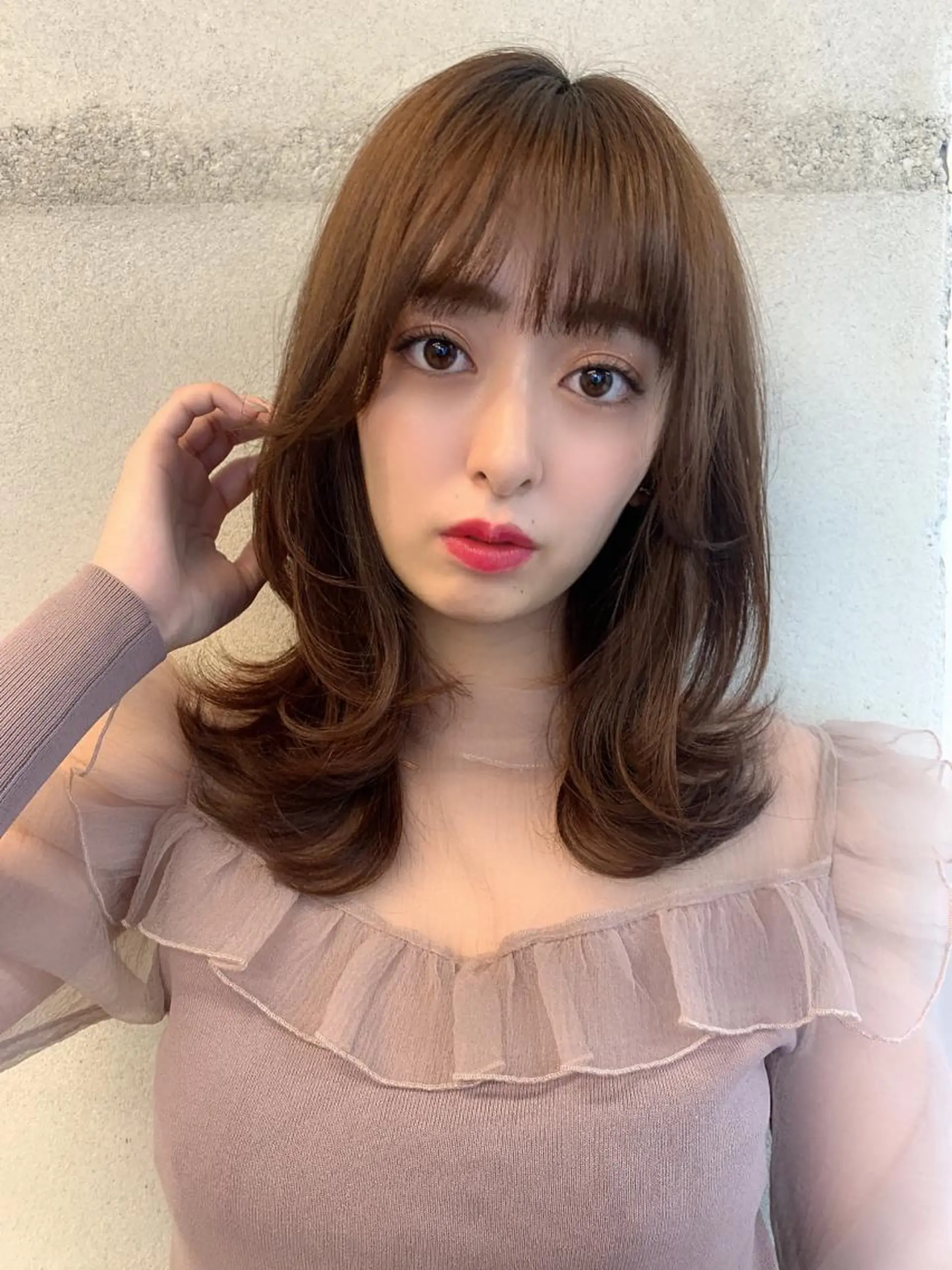 ミディアム カラー 透明感/オリーブ/ グレージュ/YUKAのヘアスタイル