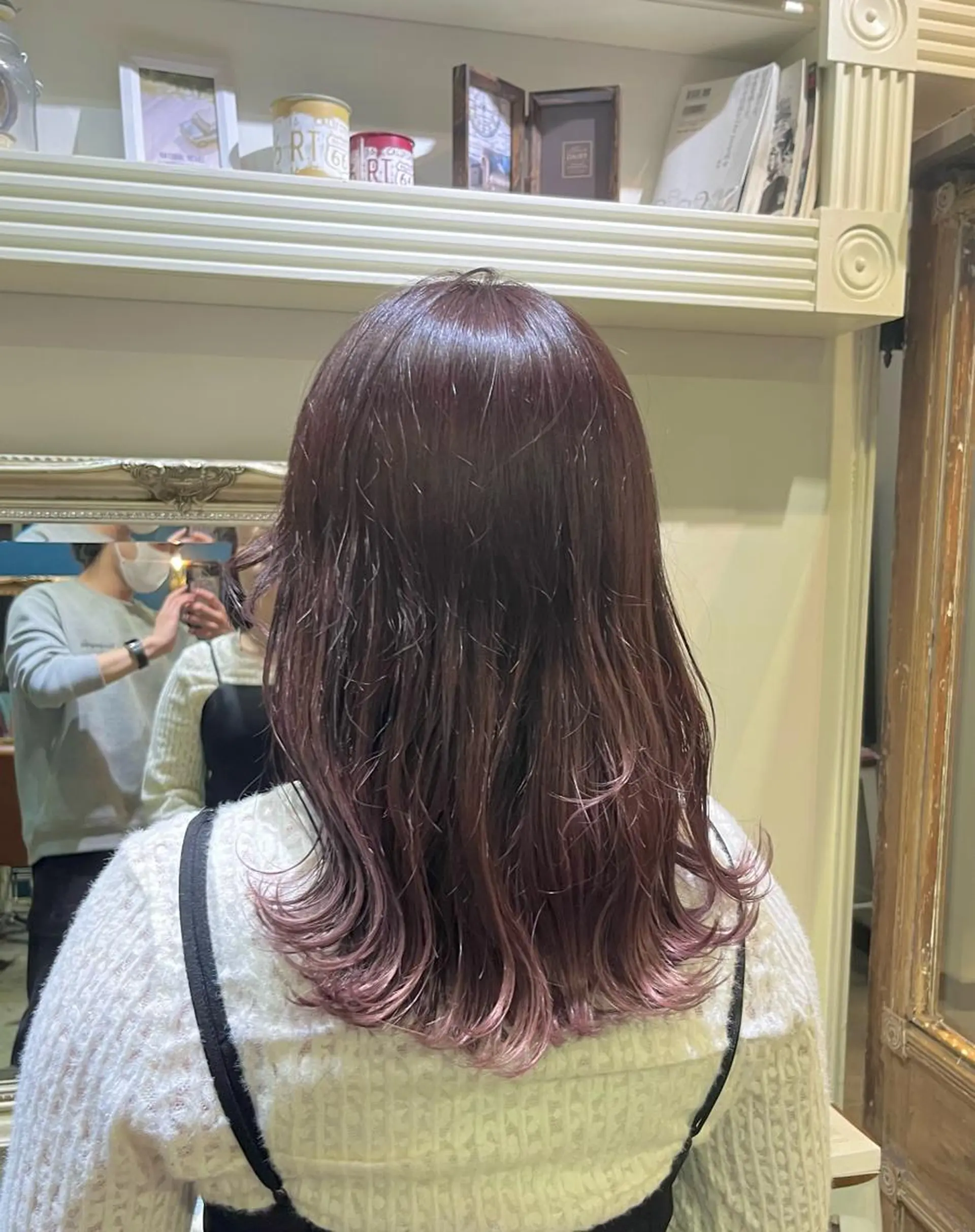 ロング カラー ラベンダーカラー ピンクカラー ピンクラベンダー 森田翔斗 顔周りレイヤーのヘアスタイル