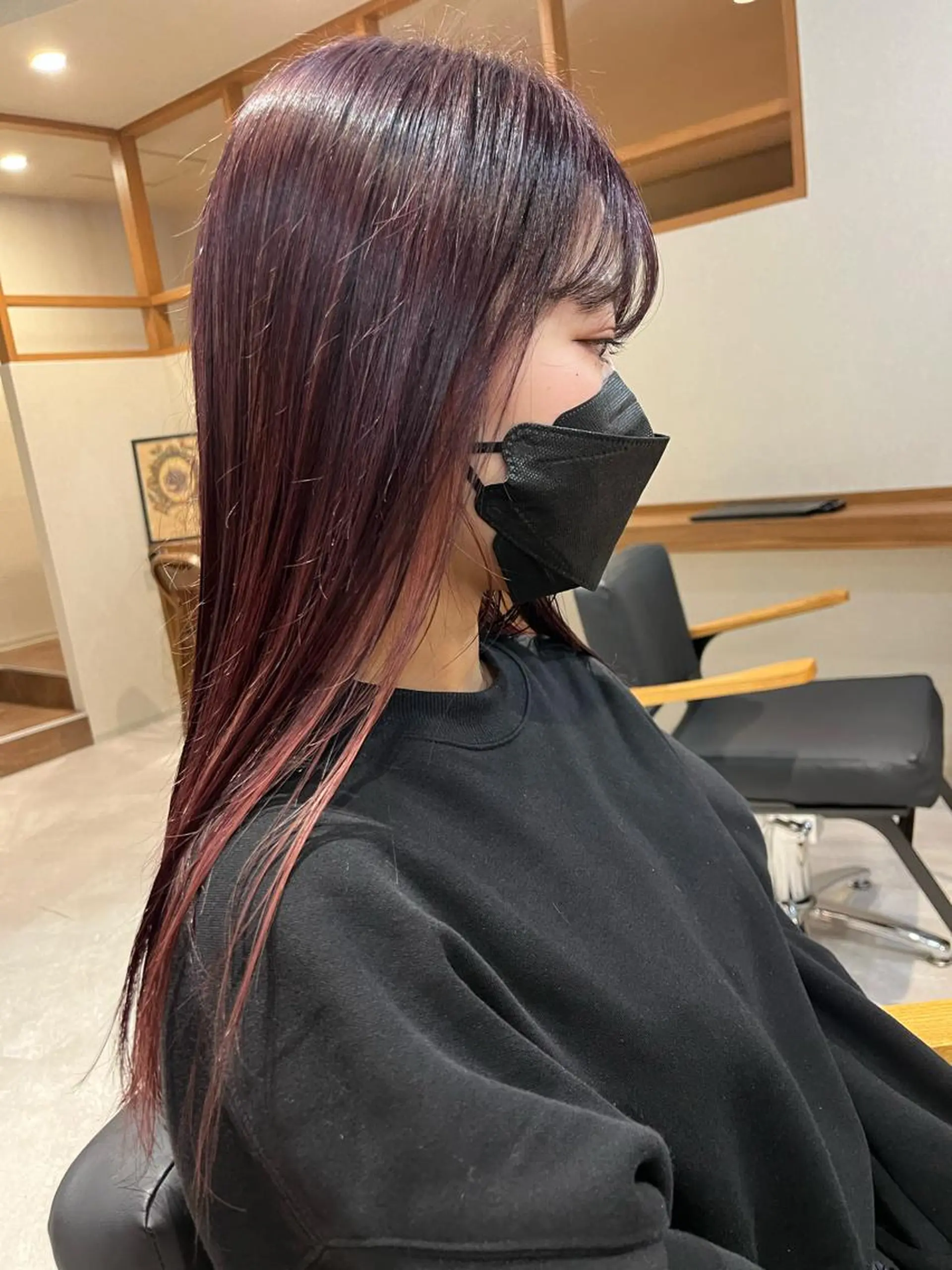 ロング カラー ブリーチ ボルドーカラー ピンクカラー ヘアカラー トリートメント 【代表】 辻龍樹のヘアスタイル