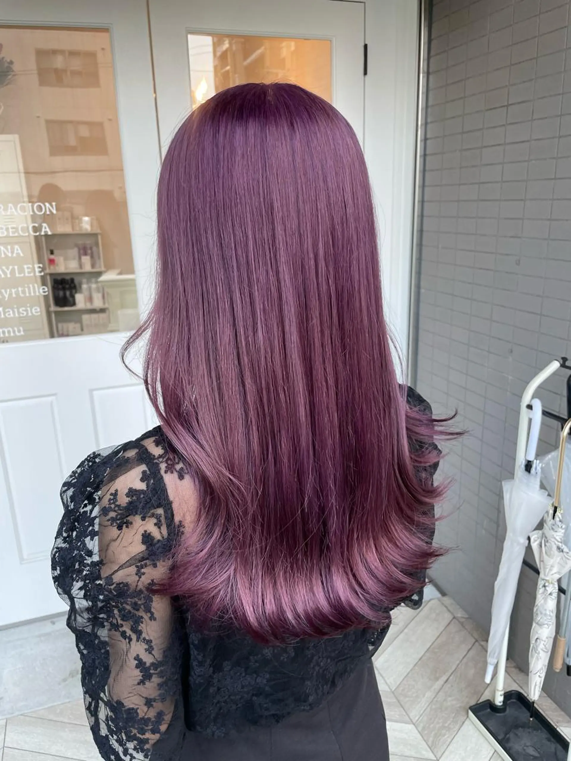 セミロング カラー ヘアアレンジ ブリーチ ラベンダーカラー ラベンダーピンク ピンクカラー ヘアカラー トリートメント 酸性縮毛矯正 梅田茶屋町 Juriのヘアスタイル