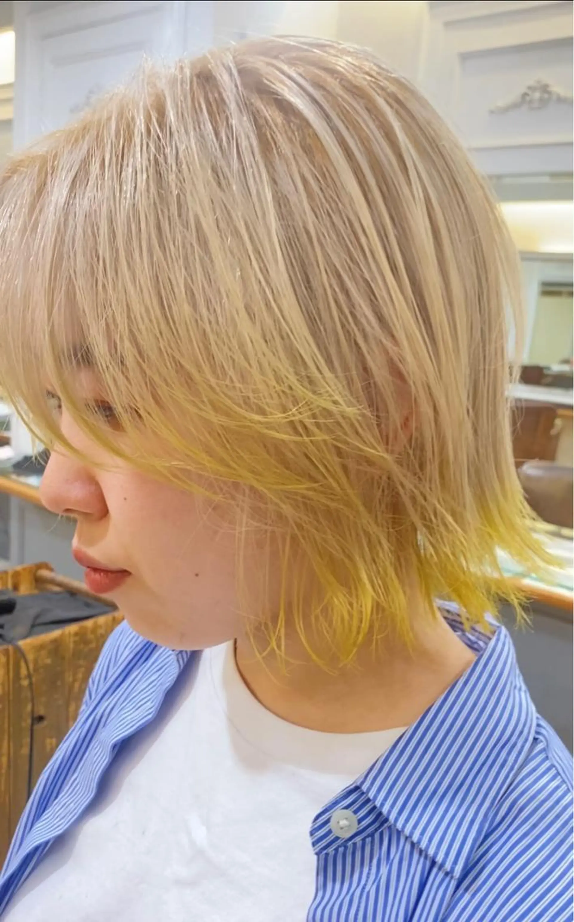 ショート カラー デザインカラー イエローカラー ボブ ブリーチ/miinaのヘアスタイル