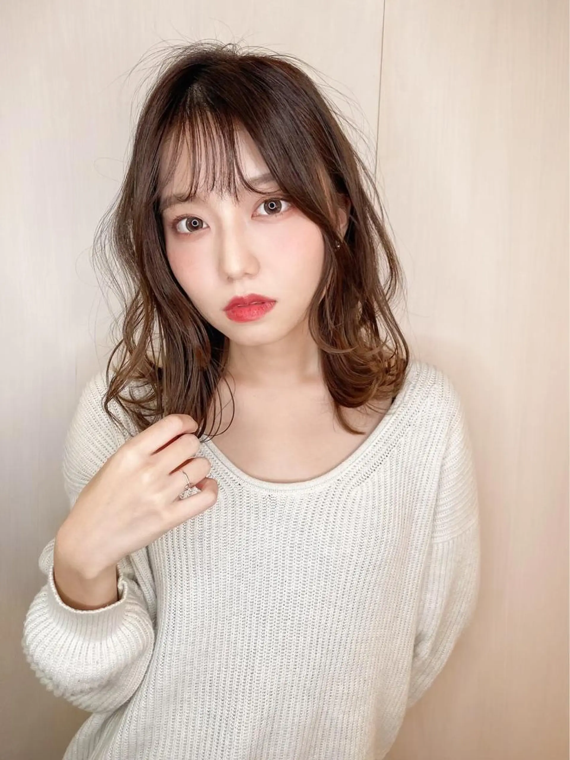 ミディアム レイヤーカット・ 縮毛矯正 星野のヘアスタイル