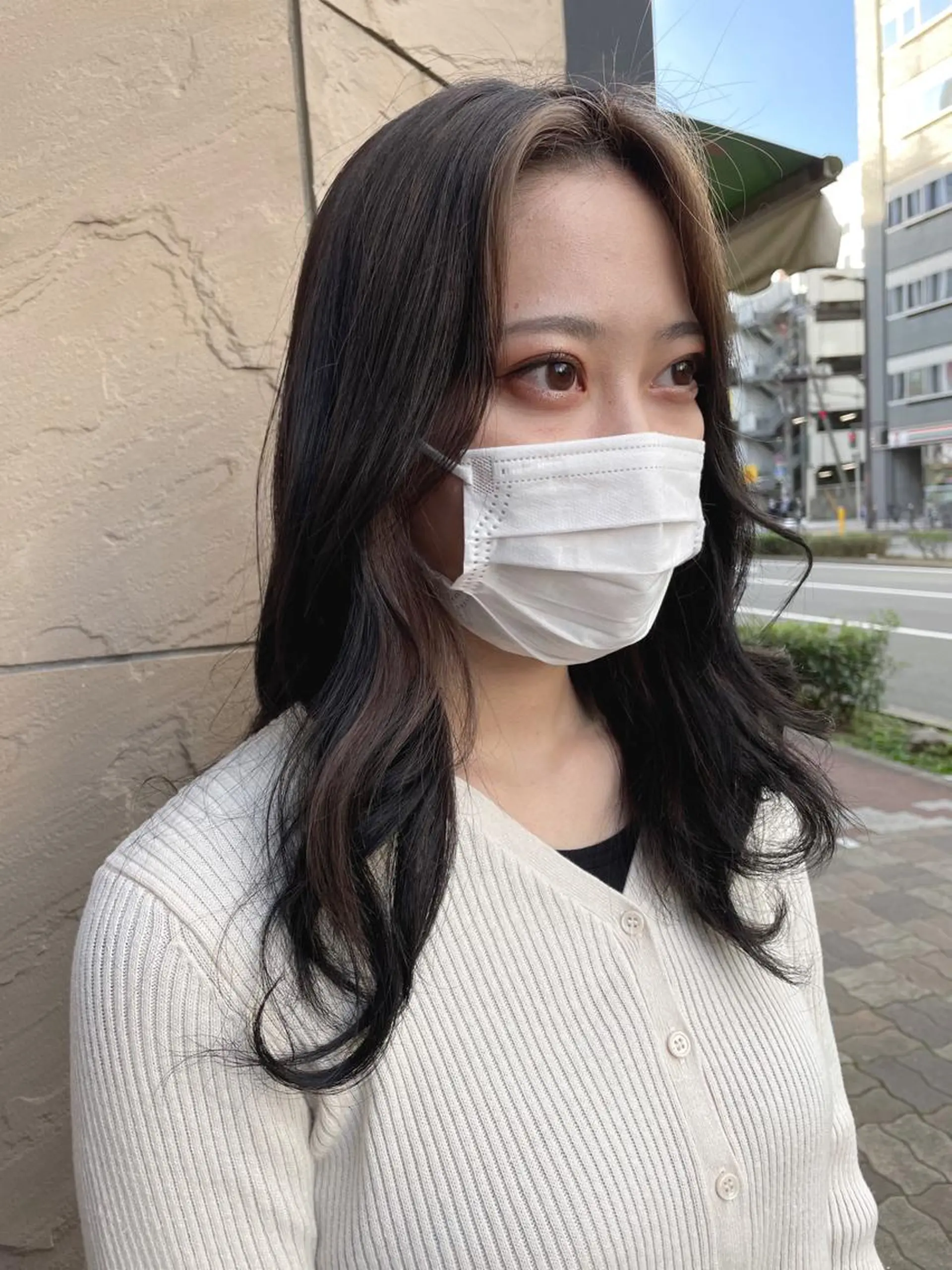 セミロング ミストバング 天王寺ハイトーン rinkaのヘアスタイル