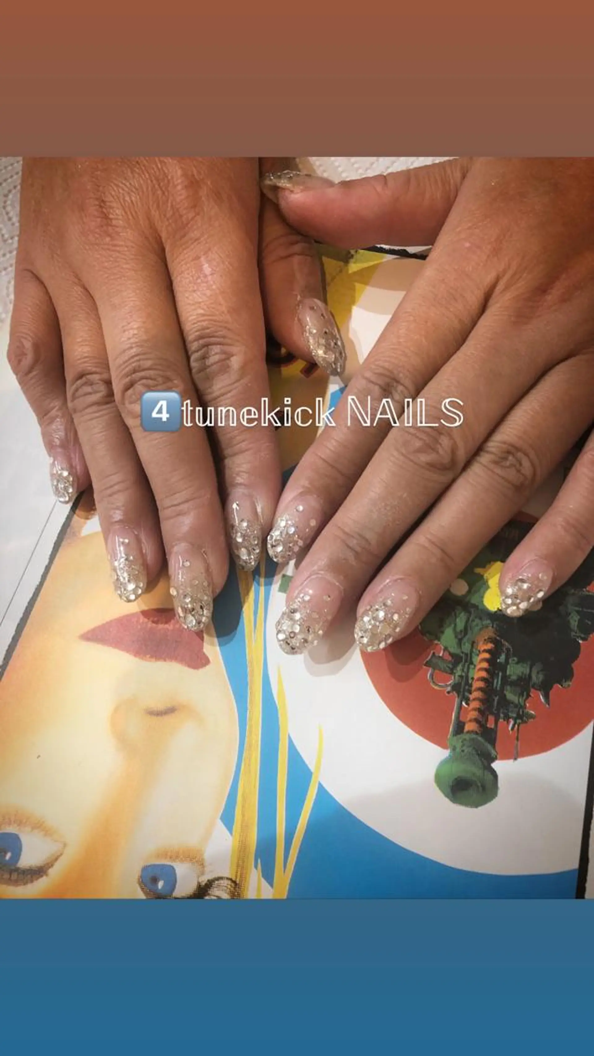 ネイル ラメ(グリッター) ラメグラデーション ストーンネイル 4tunekick NAILS(フォーチュンキックネイルズ)所属・光森 淳子のネイルデザイン